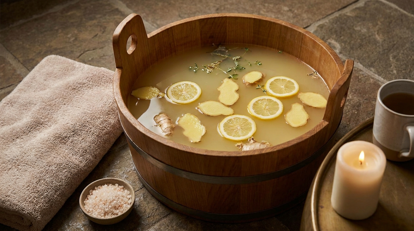 Ginger Lemon Foot Soak: Soothing Relief for Tired Feet, Circulation, and Relaxation