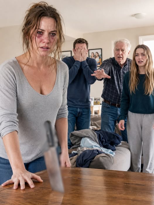 My father-in-law s:lapp:ed me because I refused to wash his daughter's underwear. I drove a k:nife into the table and war:ned, "No one will ever lay a hand on me again,"