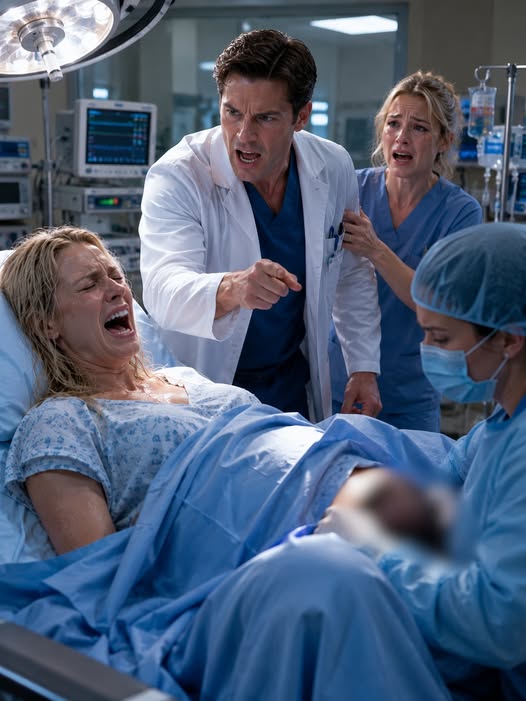 I was in labor with a 10-pound baby, but my cruel doctor husband refused a c-section and forced me to deliver naturally, believing I had mistreated his female intern. When it was over, he entered the delivery room, panicked, and collapsed…