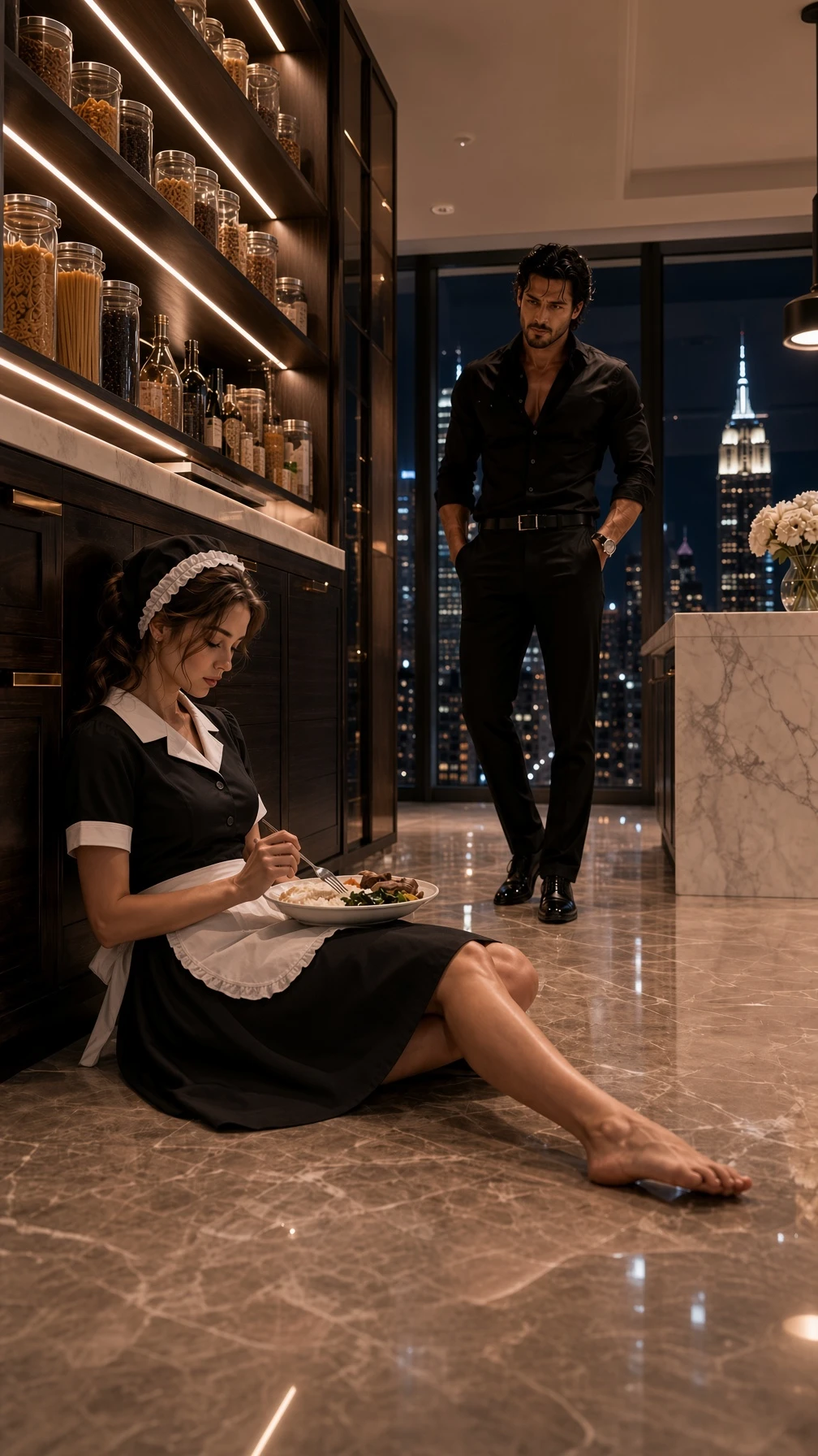 At Two in the Morning, I Found My Housekeeper Sitting on the Pantry Floor Eating Cold Leftovers One Grain of Rice at a Time Like She Was Terrified Someone Might Catch Her Surviving