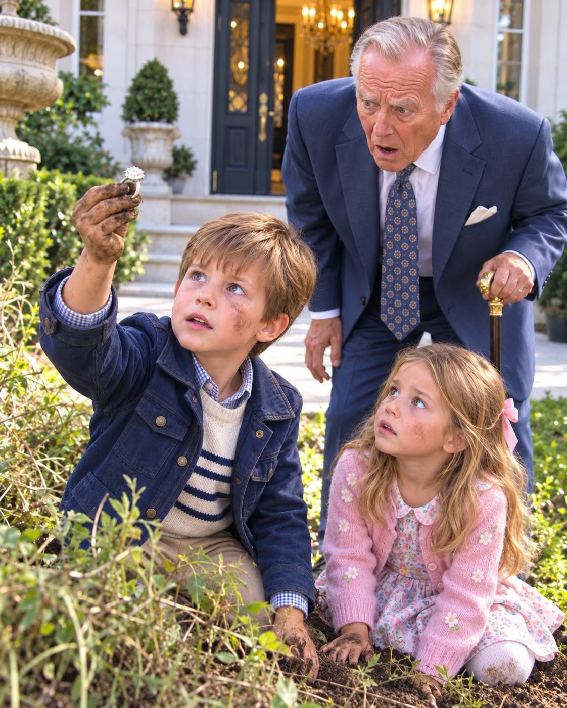 We Knocked on a Grumpy Millionaire’s Gate Begging for Leftover Food—When We Handed Back His Dead Wife’s Buried Ring, He Whispered an Unforgivable Secret About Our Dead Parents