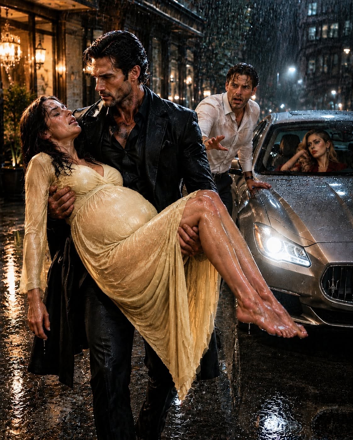 HE LEFT HIS PREGNANT WIFE IN THE FREEZING RAIN TO SAVE HIS MISTRESS’S MASERATI—NEVER REALIZING THE BILLIONAIRE WHO CARRIED HER AWAY WOULD TAKE EVERYTHING HE EVER OWNED