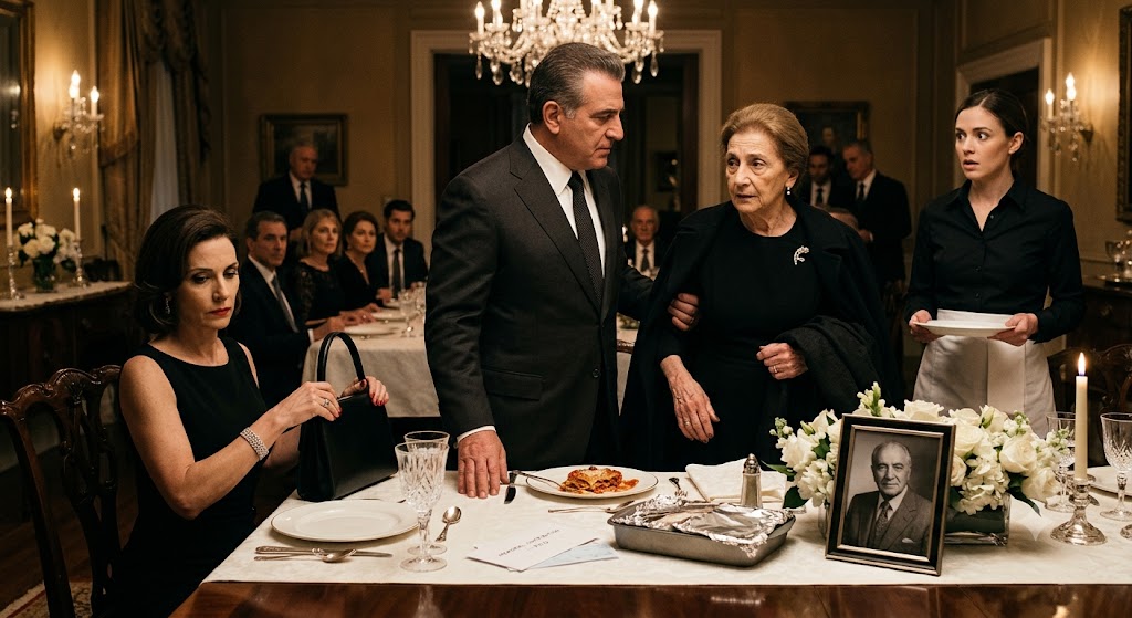 THE BILLIONAIRE MAFIA BOSS EXPOSED HIS CRUEL FIANCÉE AFTER AN ELDERLY CLEANER BROUGHT HOMEMADE LASAGNA TO HIS FATHER'S MEMORIAL—AND THE DIRTY TRUTH SHOCKED THE ENTIRE ROOM