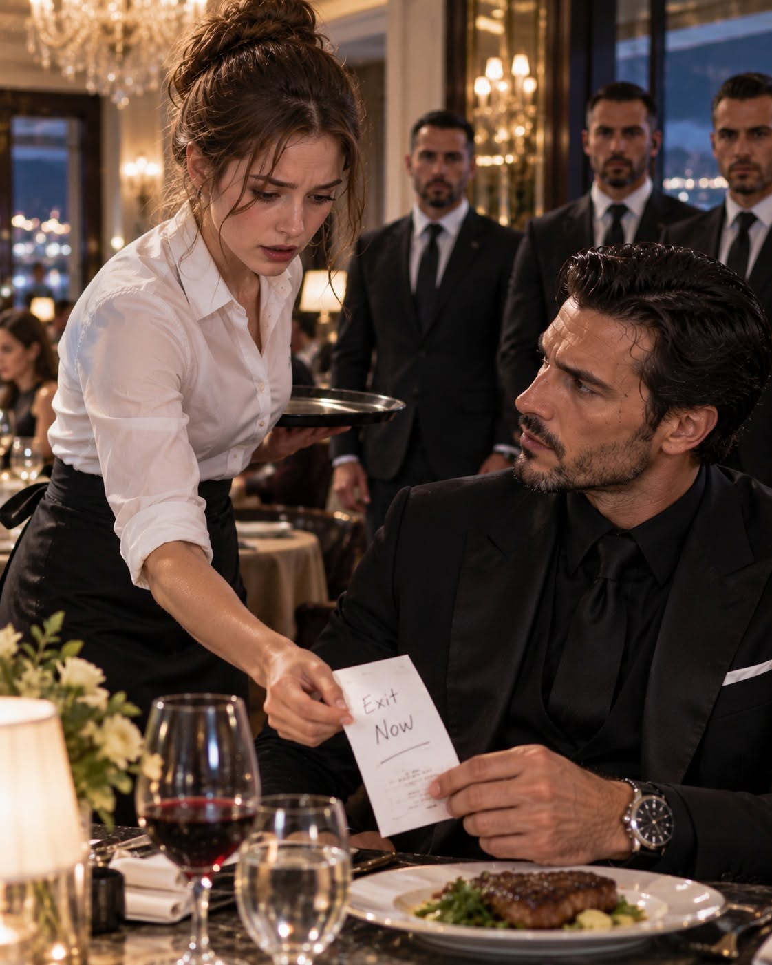 The Waitress Marked A Receipt With A Secret Warning For The Mafia Boss—Ten Minutes Later, The False Bartender Looked At Her And Smiled: "You Just Signed Your Own Death Warrant."