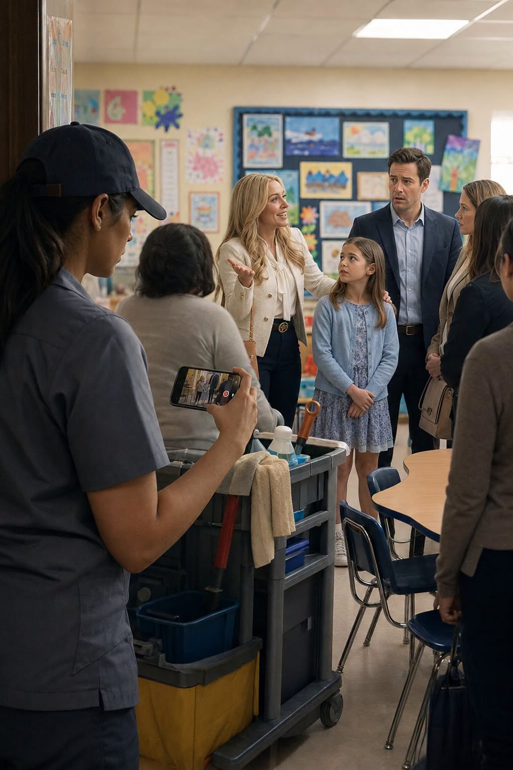 For Seven Years, My Husband Forbade Me from Entering Our Daughter's School. “Women Like You Don't Belong There,” he always said. So I Put on a Janitor's Uniform and Walked Inside Anyway. Minutes Later, Another Woman Smiled at the Room and Introduced Herself as My Daughter's Mother. I Quietly Pressed "Record"... Because What I Discovered Was Far Worse Than Infidelity.