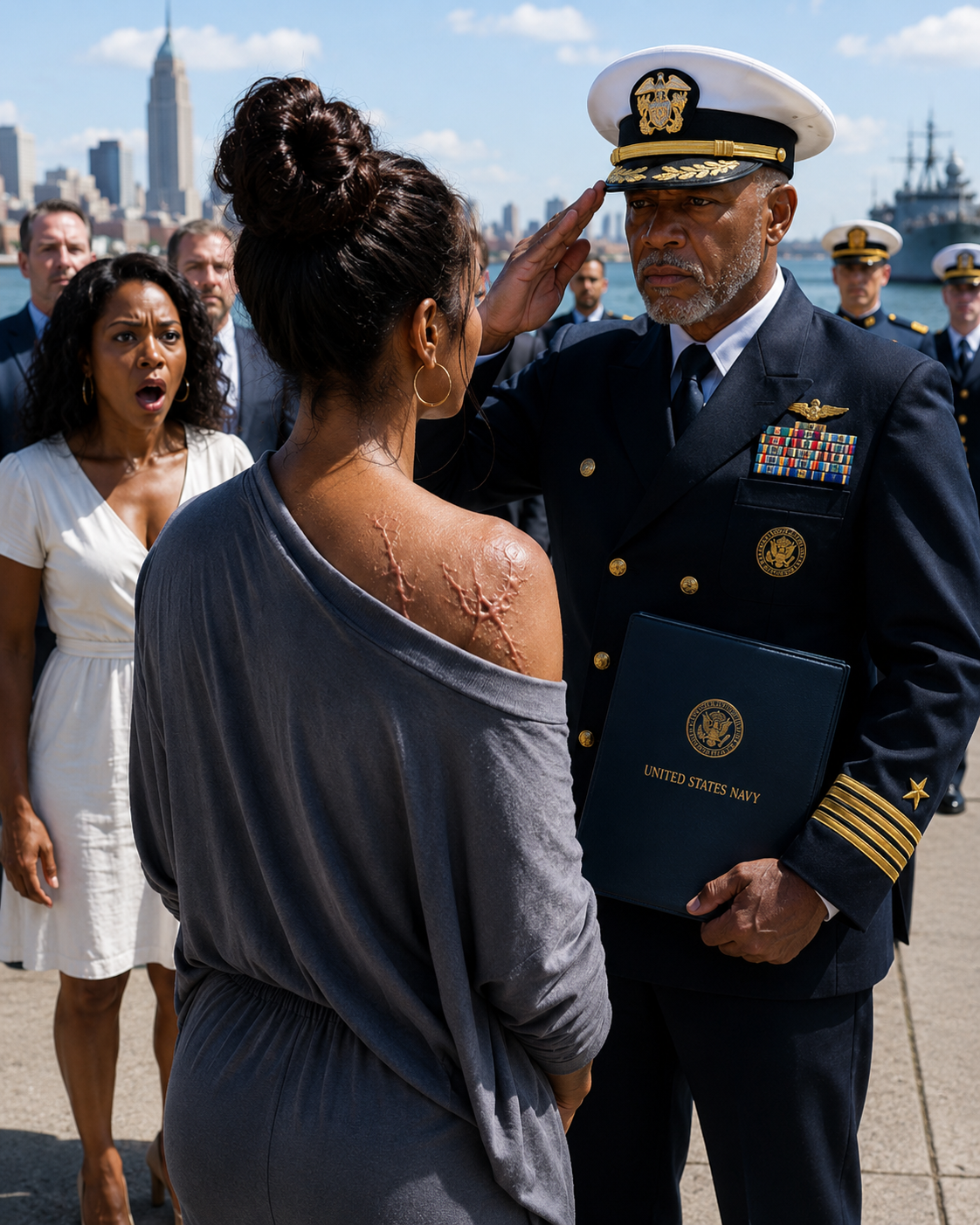 My sister exposed my scars on a luxury beach and laughed while my father stayed silent. For years, they called me a disgraced soldier—until an admiral saluted me and said, “I’ve been looking for you.”