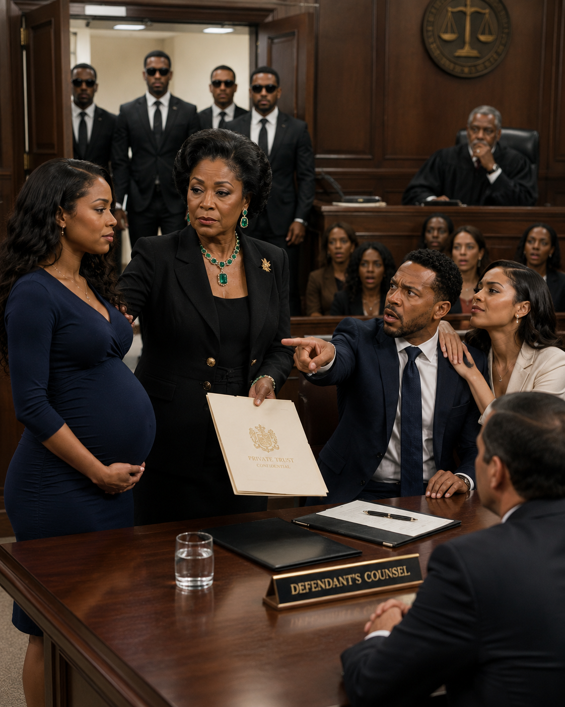 My husband pointed at my eight-month pregnant belly and told the judge, "She has no income and no family support. I demand full custody." His mistress leaned on his shoulder, already playing the stepmother. The courtroom fell dead silent when four armed private security guards marched in, opening the doors wide. My mother, wearing our family's ancestral emeralds, glided to my side. She handed a gold-stamped document to his lawyer. "My daughter is the sole heir to a two-billion-dollar European trust," she announced to the stunned room. "And you will never see my grandchild." - True Stories