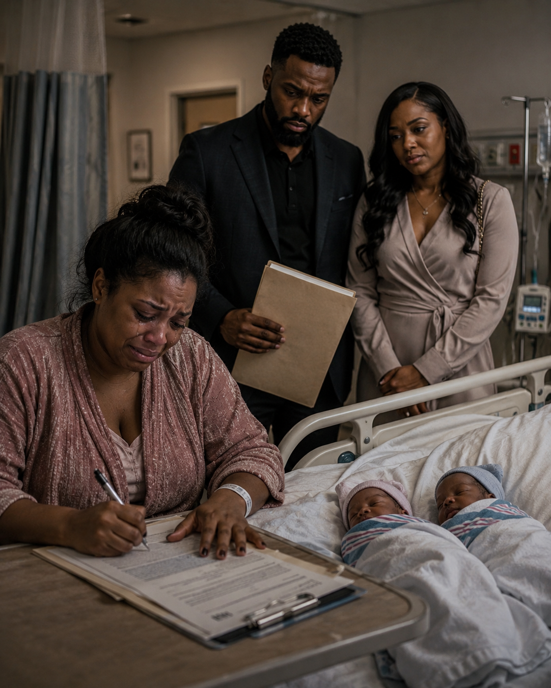 Three days after an emergency C-section, my husband arrived with his assistant to force me to sign the divorce papers so he could keep our twin daughters.