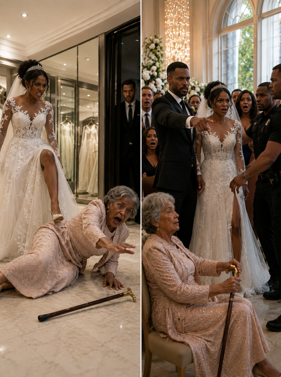 During her VIP wedding dress fitting, I caught my fiancée kicking my mother’s cane away. “Pick up my train, you clumsy old bat,” she hissed as my mother stumbled to the floor.