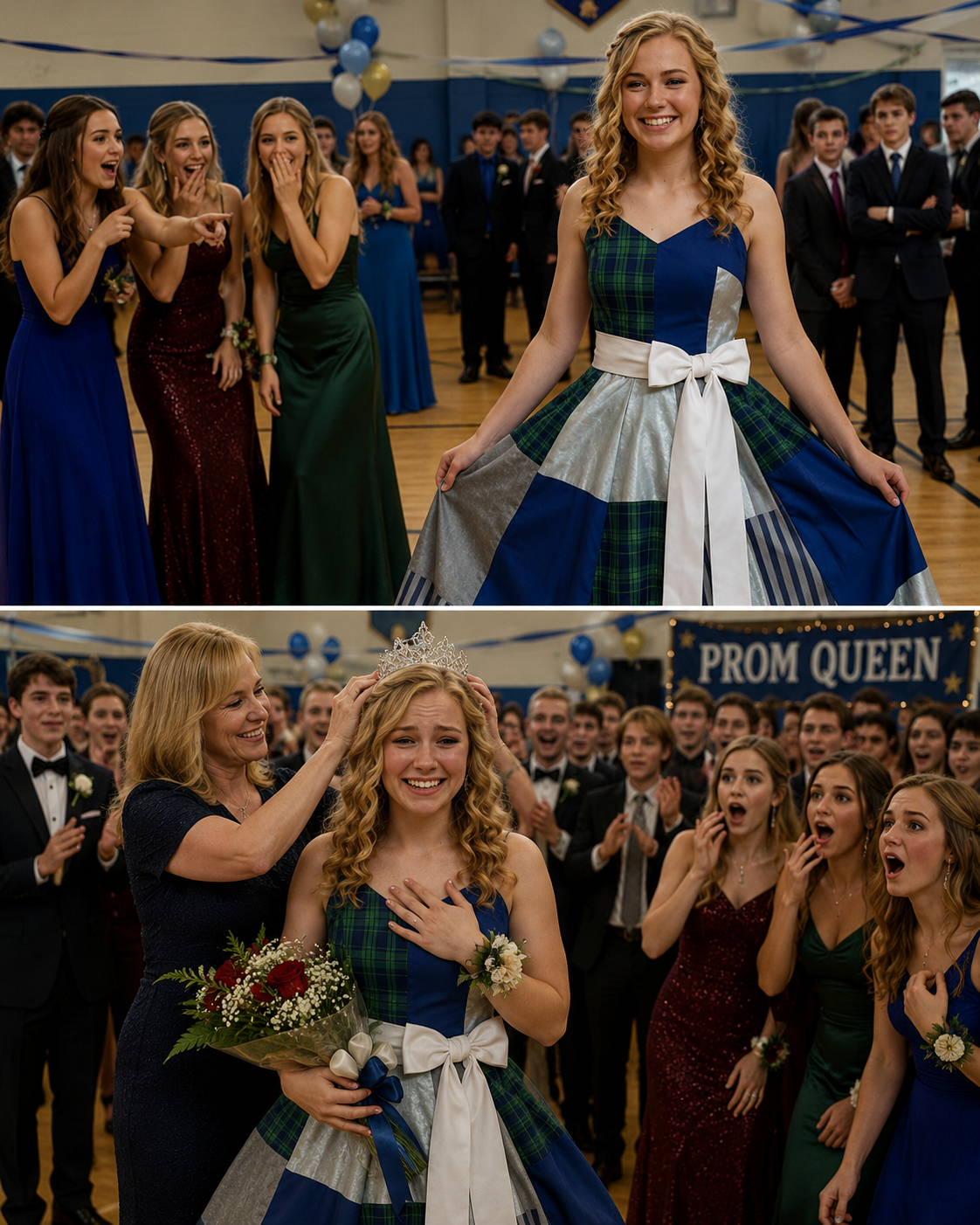 I Sewed a Dress From My Dad's Shirts for Prom in His Honor – My Classmates Laughed Until the Principal Took the Mic and the Room Fell Silent