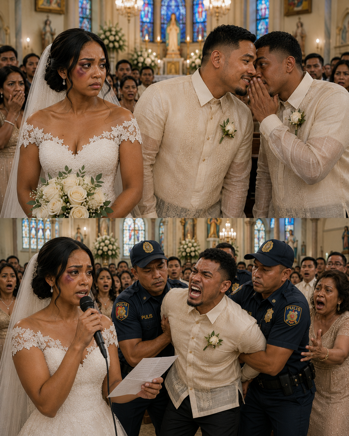 Pumasok ako sa sarili kong kasal na may pasang mata na nakatago sa ilalim ng makeup, at ang lalaking naghihintay sa altar ay ngumisi na parang pag-aari niya ako. Pagkatapos ay narinig ko siyang bumulong, "Hayaan siyang matuto ng kanyang leksyon." Kaya nang magsimula ang mga panata, kinuha ko ang mikropono at sinabi, "Ang aking kinabukasan ay hindi kailanman magsasama ng katahimikan." Nagsimulang tumugtog ang video, tumahimik ang silid, at sa loob ng isang malupit na minuto, gumuho ang lahat.