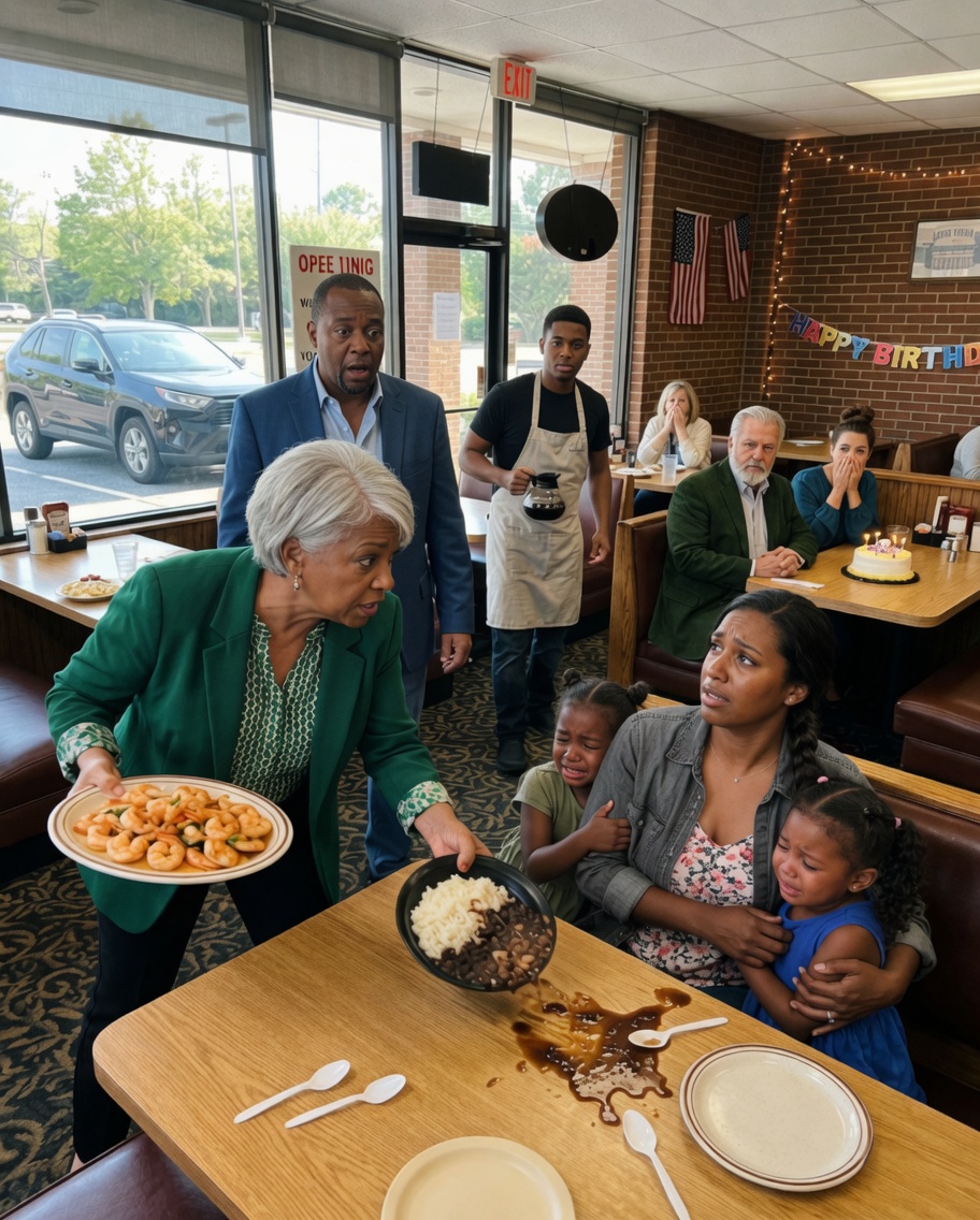 My mother-in-law took shrimp straight from my daughters’ plates in the middle of a family party and snapped, “They can eat leftovers”—never imagining I had already set something in motion that would shake the entire room.