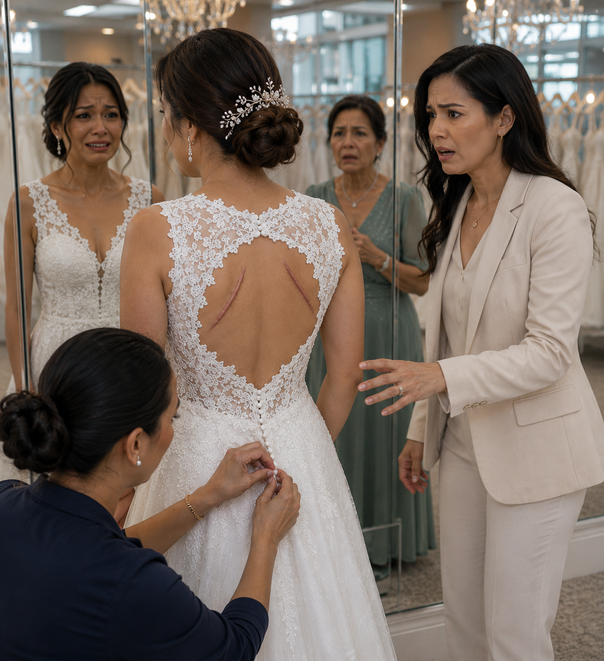 Sa bridal shop, nakita ko ang sariwa at maiitim na marka ng latay sa likod ng kapatid kong babae. Pabulong niyang sinabi, “Kapag kinansela ko ang kasal, sisirain kami ng kanyang ama.” Hinalikan ko ang kanyang pisngi at sinabi, “Kung ganoon, hindi natin kakanselahin.” Ngunit kinabukasan, walang ideya ang nobyo kung sino ang naghihintay sa kanya sa altar.