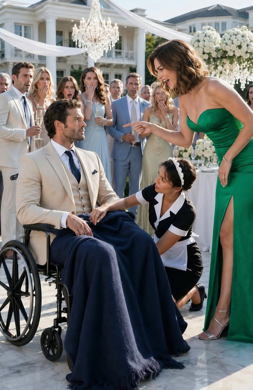 Full part: I pretended the accident had broken my bones, so I sat silently in my wheelchair and watched my fiancée laugh mockingly in front of everyone. “Look at you,” she sneered, leaning closer. “Now you’re nothing—just a useless cripple.”