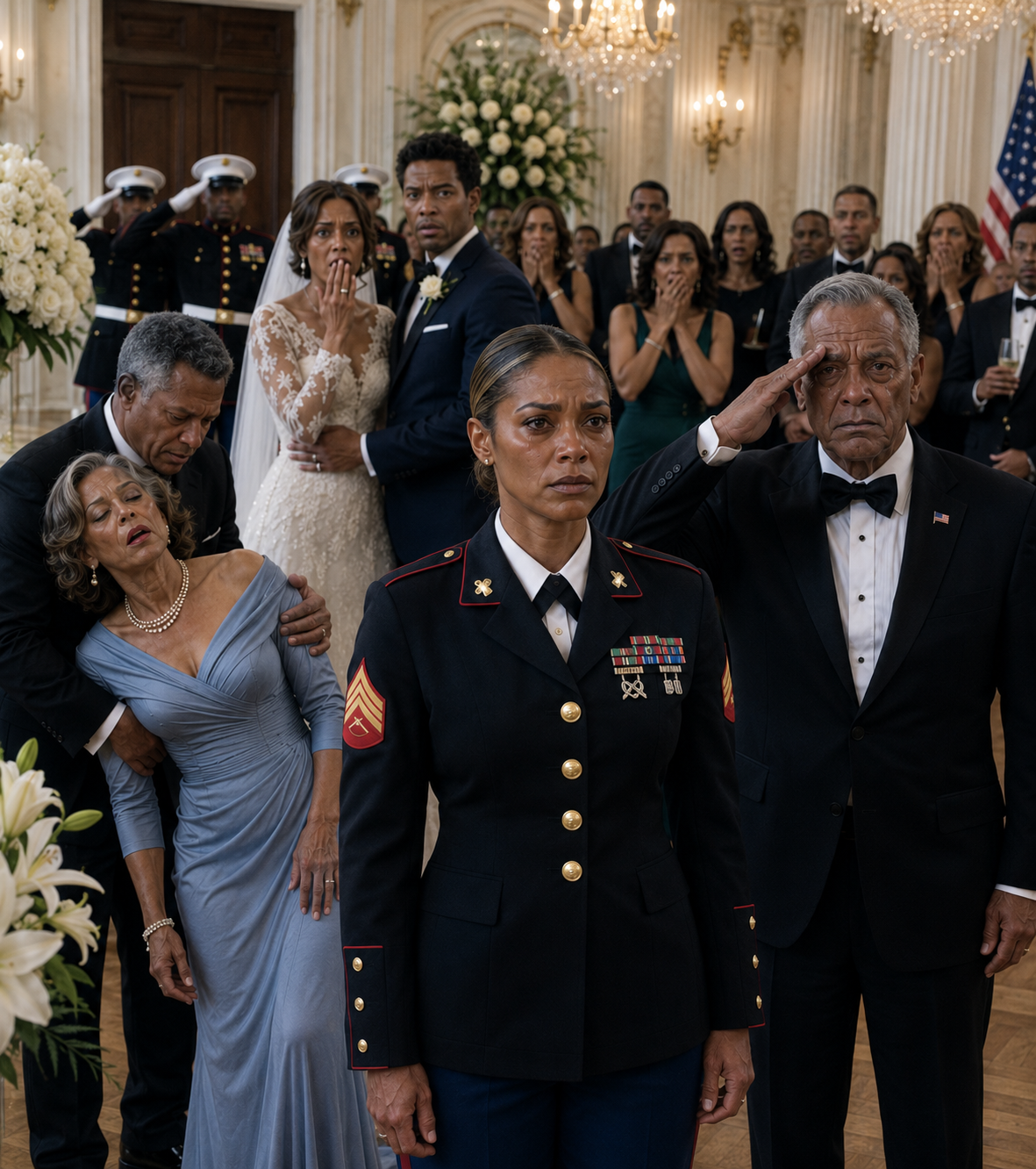 My parents begged me not to wear my uniform to brother’s wedding. “The military is embarrassing.” But I walked in wearing my dress blues – a silver star on my chest. 150 guests went silent. 12 veterans stood up: “Silver star in the room!” My family froze.