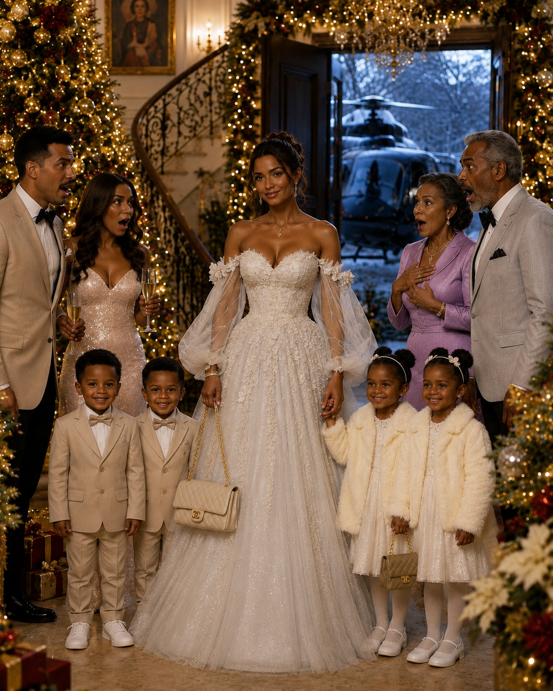 Él invitó a su exesposa "sin hijos" a Navidad para burlarse de ella; luego, ella entró con los cuatrillizos que él abandonó.