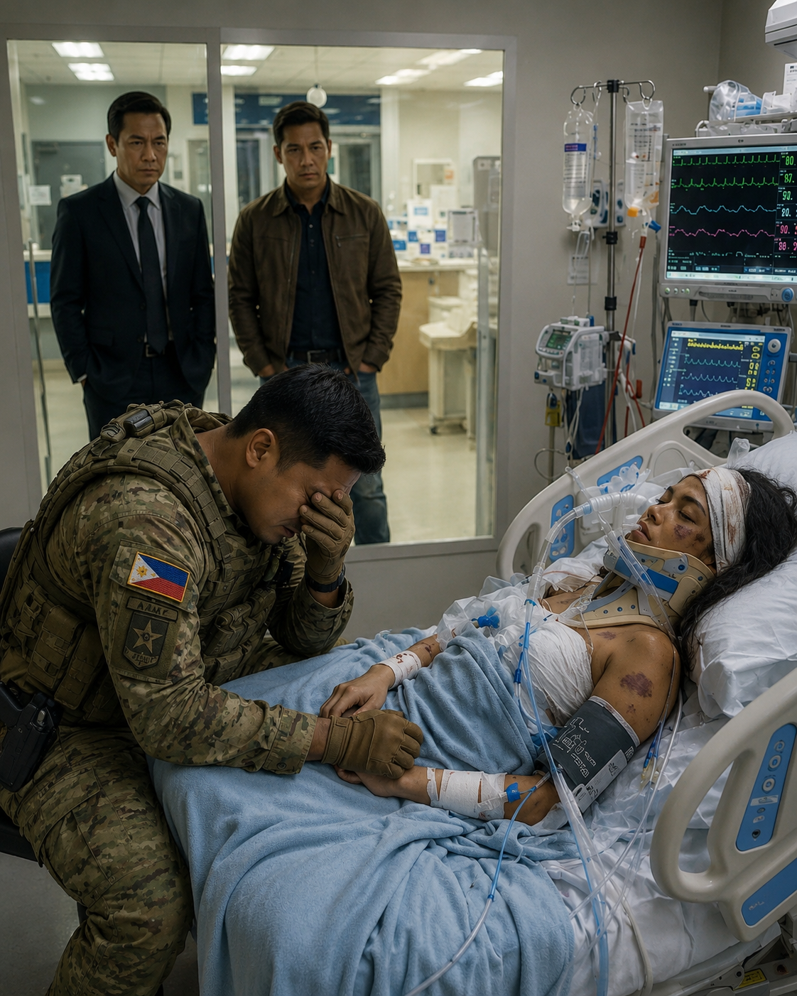 Pag-uwi ko galing sa isang Delta deployment, nadatnan ko ang asawa ko sa ICU. Ang mukha niya… Hindi ko siya makilala. Bumulong ang doktor, “Tatlumpu't isang bali. Trauma na dulot ng blunt force. Paulit-ulit na mga suntok.” Pagkatapos ay nakita ko sila sa labas ng kanyang kwarto—ang kanyang ama at ang kanyang pitong anak na lalaki—na nakangiti na parang nanalo lang ng isang bagay. Sabi ng detektib, “Atupag ito ng pamilya. Hindi sila maaaring hawakan ng pulisya.” Tiningnan ko ang bakas ng martilyo sa kanyang bungo at sumagot, “Mabuti. Dahil hindi ako ang pulis.” “Ang nangyari sa kanila… walang korte ang makakahukom.” - usnews