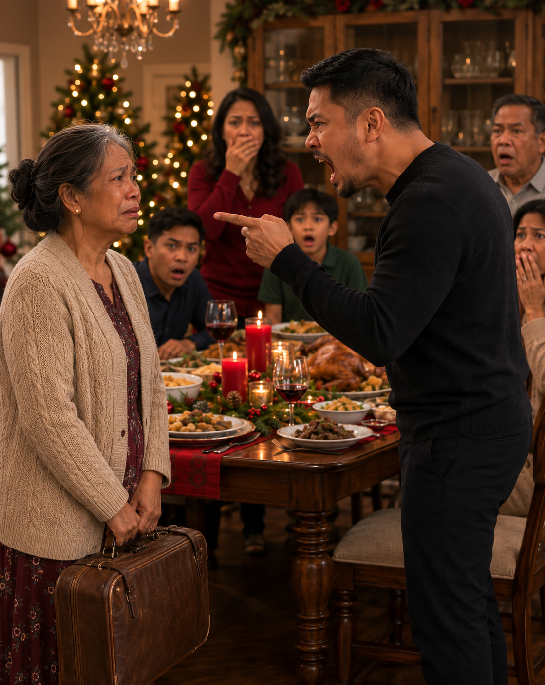 Sumigaw ang anak ko nang harapan, “Bayaran mo ang upa o mawala ka!” sa harap ng dalawampu't dalawang tao sa hapunan ng Pasko, habang ang manugang ko ay nanunuya, “Tingnan natin kung paano ka mabubuhay!”
