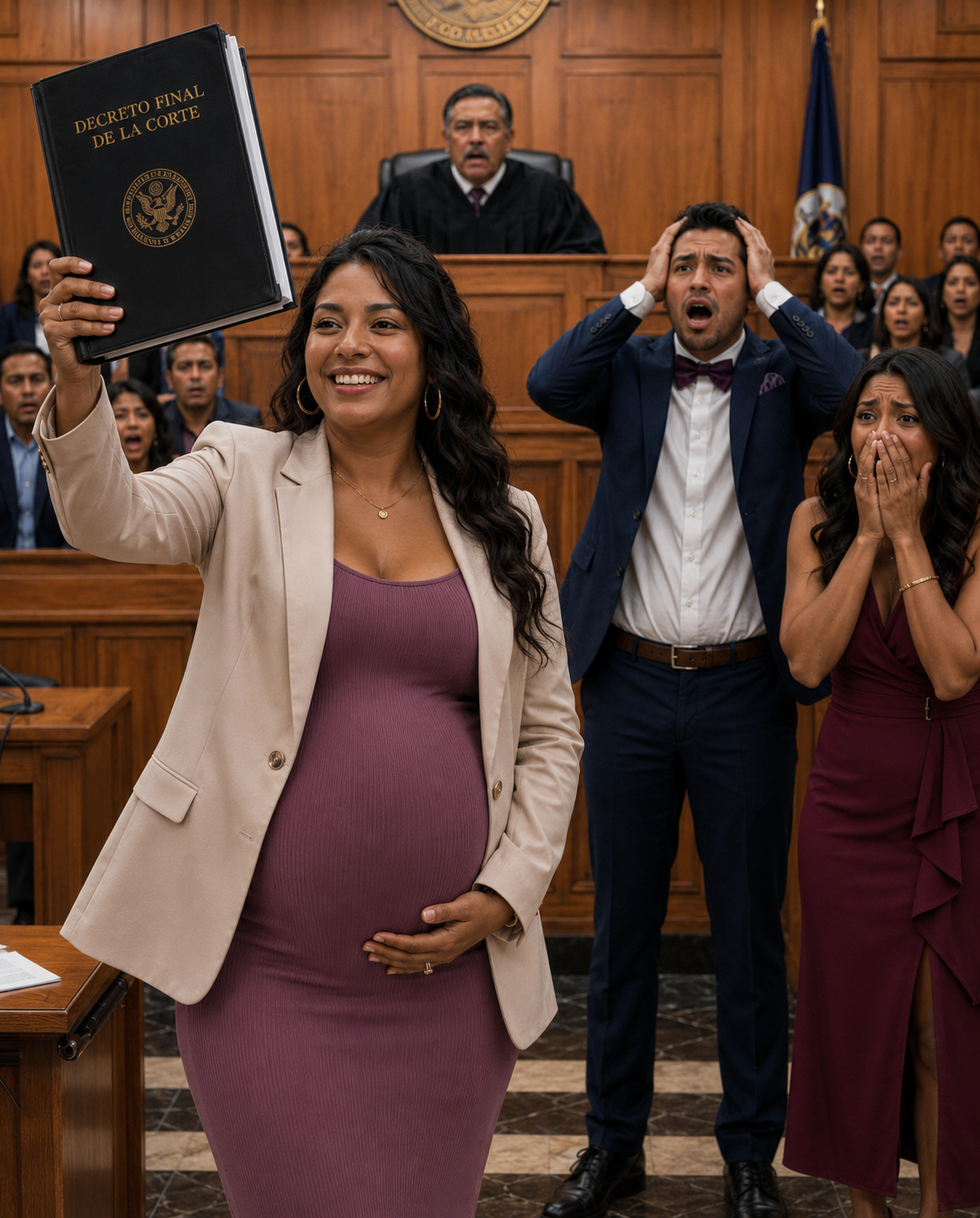 Con ocho meses de embarazo, me senté sola en el juzgado de divorcios. Mi esposo multimillonario se inclinó y me susurró: «Ese camión que te sacó de la carretera el mes pasado no fue un accidente. Lucha por la casa y el próximo conductor no fallará».
