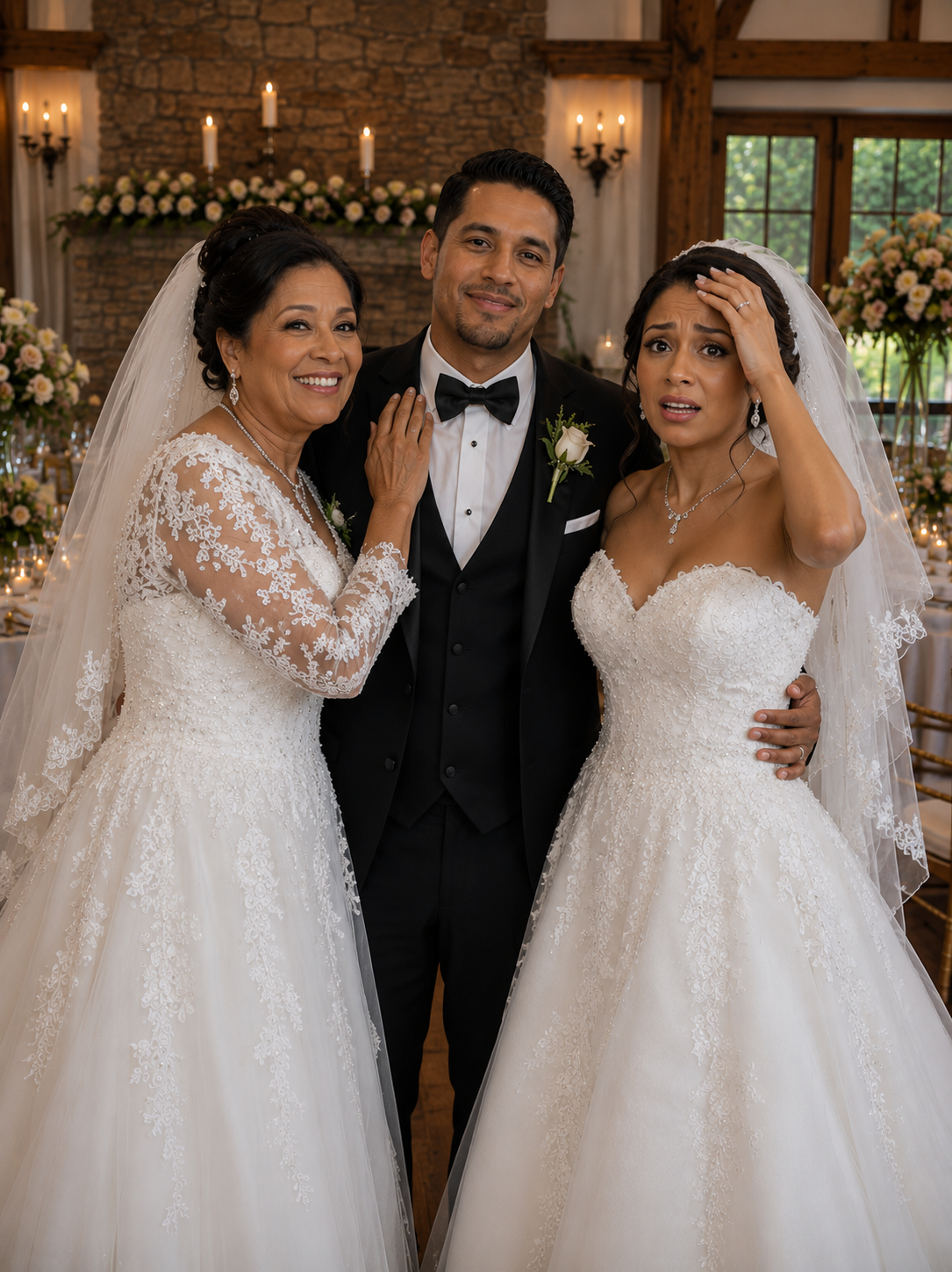 Mi futura suegra apareció en nuestra boda vestida de novia; cuando mi prometido levantó el micrófono, me temblaron las rodillas.