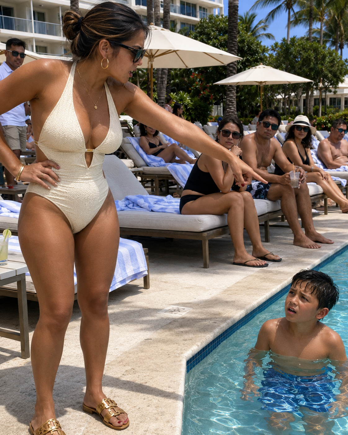 Una mujer le exigió a mi hijo autista que saliera de la piscina del hotel porque estaba "incomodando a los huéspedes adinerados". Lo que hice a continuación la tomó completamente por sorpresa.