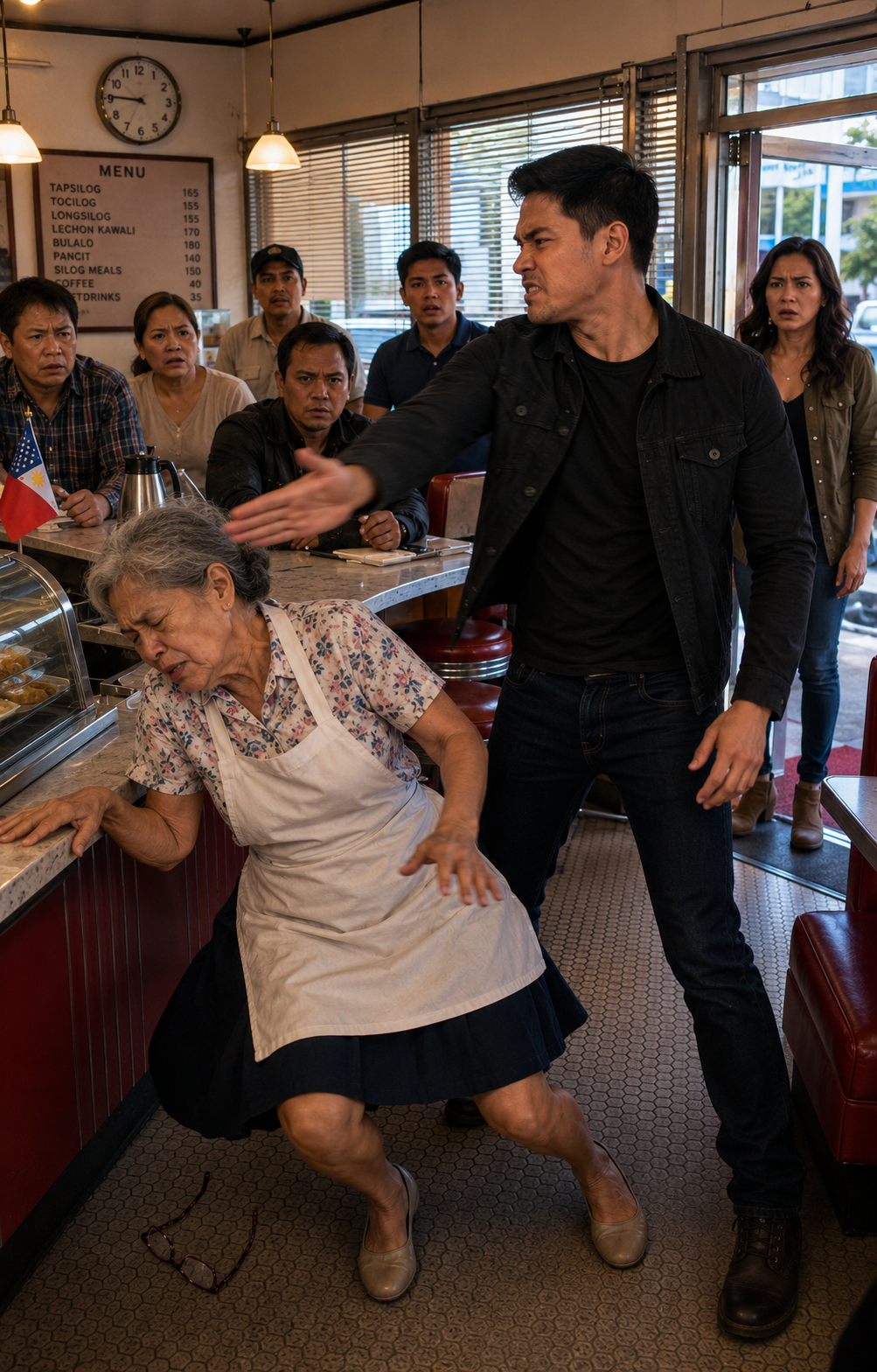 Nang saktan ng isang bully ang aking 75-taong-gulang na ina sa kanyang kainan sa North Carolina at binalaan siyang magagawa niya ang anumang gusto niya, ibinaba ng mga regular ang kanilang mga mata at tinawag ito ng sheriff na isang pagkahulog. Tahimik akong umuwi, ipinreserba ang video na sa tingin niya ay hindi kumpleto, at naghintay sa tabi ng counter—hanggang sa huminto ang dalawang itim na SUV sa labas at pumasok ang isang opisyal na may ranggong walang nakakaalam na hawak ko.