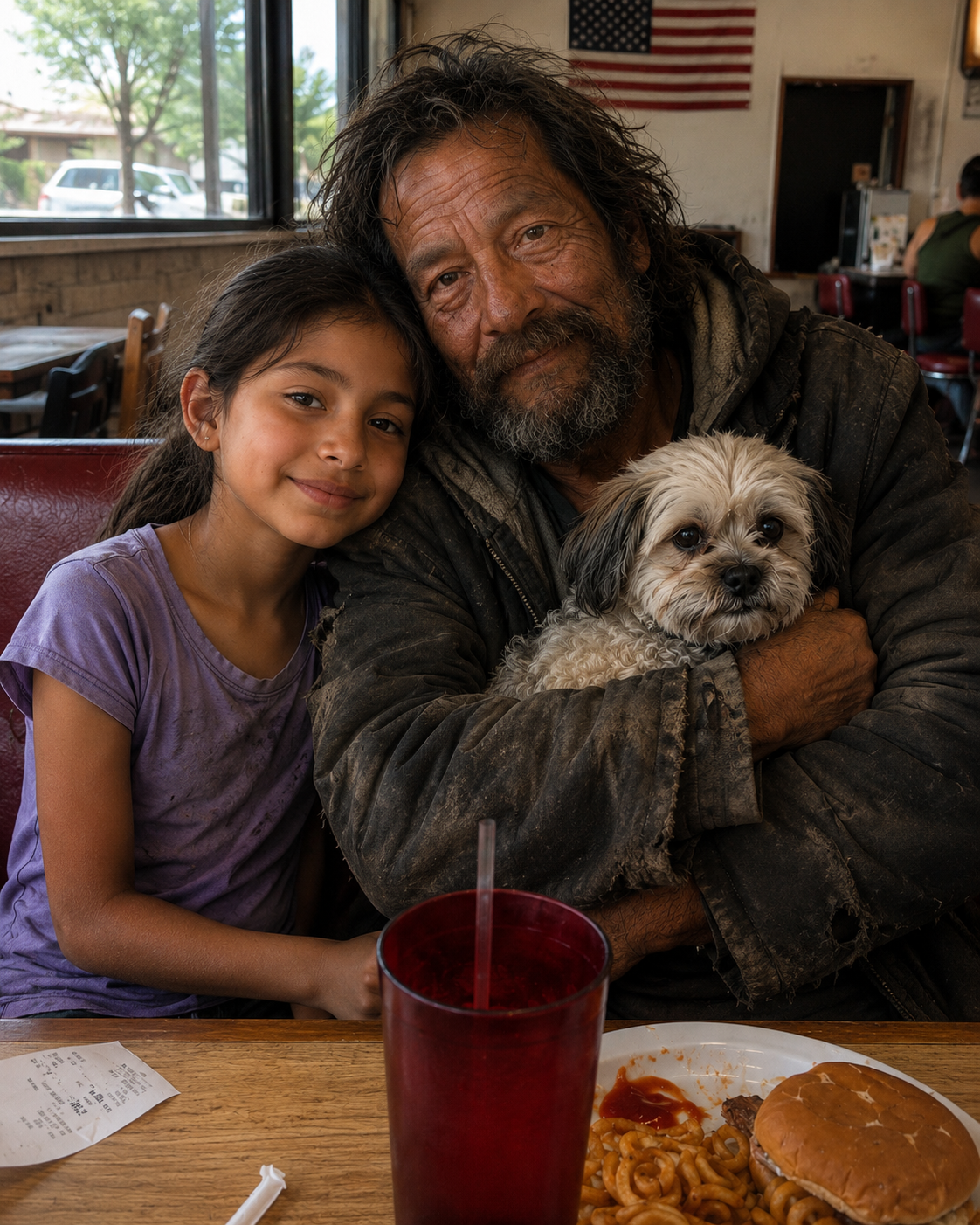 Mi hija de 10 años gastó su último dinero comprándole el almuerzo a un hombre sin hogar. A la mañana siguiente, apareció en nuestra puerta y susurró unas palabras que lo cambiaron todo.