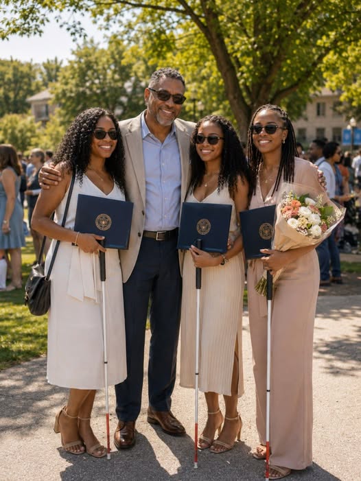 MY WIFE ABANDONED ME AFTER OUR BLIND TRIPLET DAUGHTERS WERE BORN—18 YEARS LATER, THEIR GRADUATION SPEECH LEFT EVERYONE IN TEARS