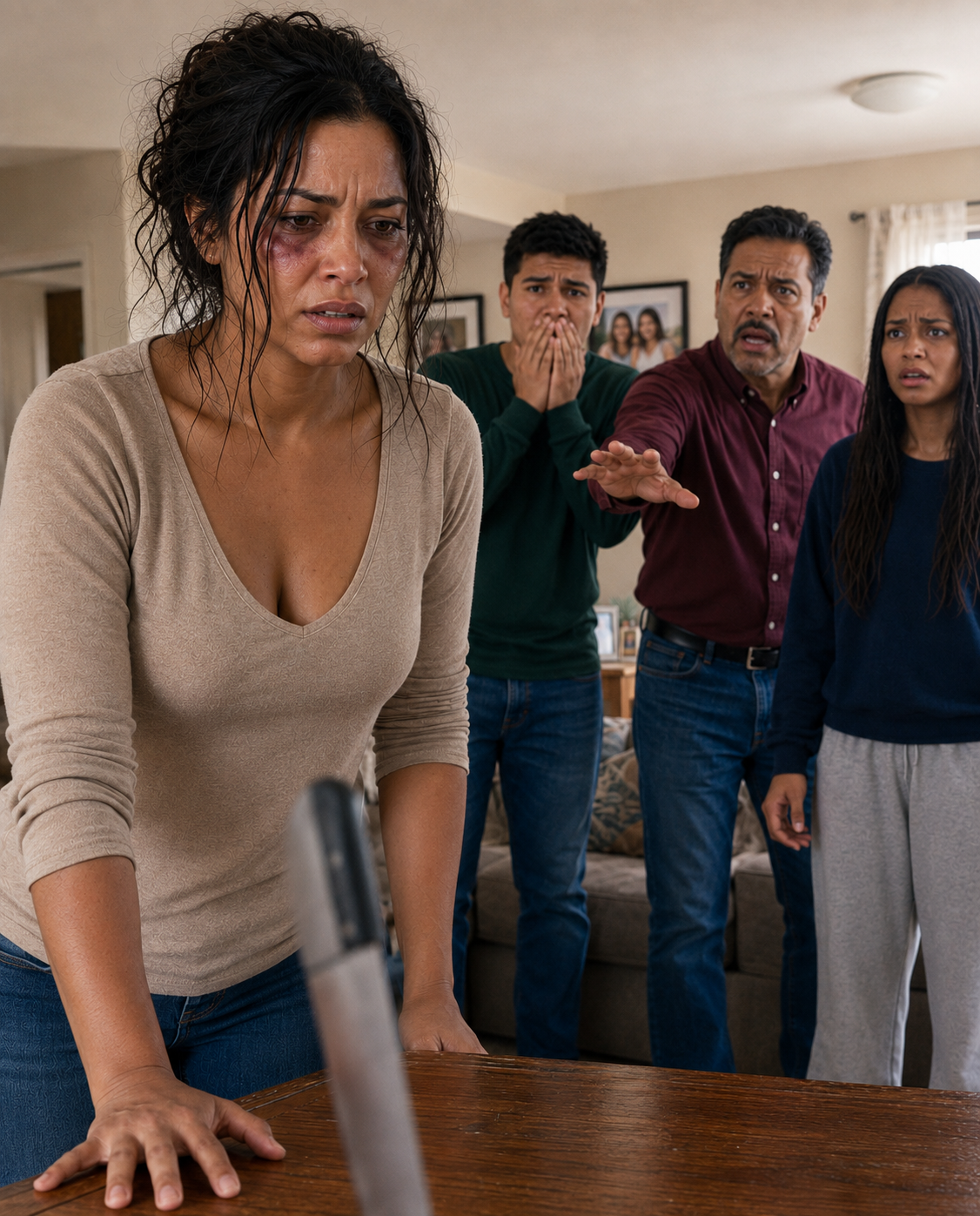 Mi suegro me abofeteó porque me negué a lavar la ropa interior de su hija. Clavé un cuchillo en la mesa y le advertí: «Nadie volverá a ponerme una mano encima».
