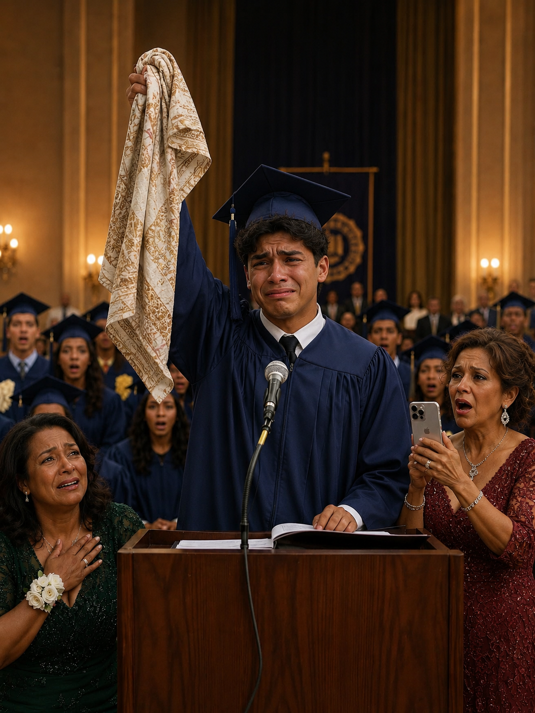 Crié al hijo de mi hermana durante diecinueve años, pero en su graduación ella apareció con un pastel que decía: «Soy su verdadera madre». No grité; simplemente me senté y esperé mientras mi hijo sacaba una vieja manta y una carta escondida… y entonces todos comprendieron que no había regresado por amor.