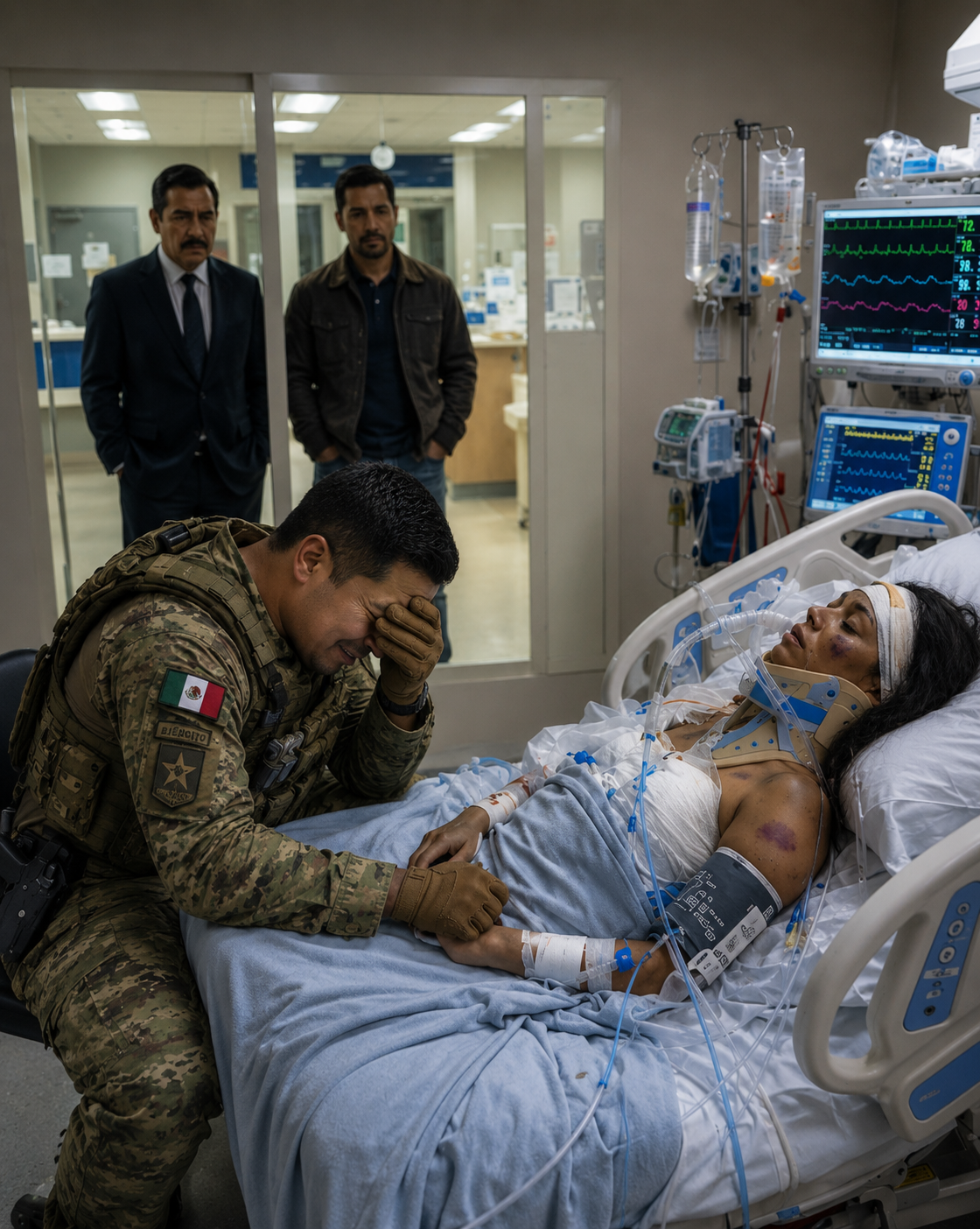 Regresé de una misión en la Delta Force y encontré a mi esposa en la UCI. Su rostro… no la reconocí. El médico susurró: «Treinta y una fracturas. Traumatismo por objeto contundente. Golpes repetidos». Entonces los vi fuera de su habitación: su padre y sus siete hijos, sonriendo como si acabaran de ganar algo. El detective dijo: «Es un asunto familiar. La policía no puede tocarlos». Miré la marca del martillo en su cráneo y respondí: «Bien. Porque yo no soy la policía». «Lo que les pasó… ningún tribunal podría juzgarlo». - usnews