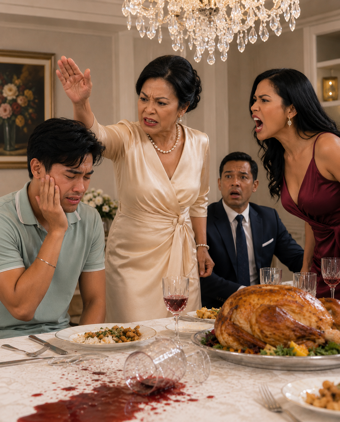 Anim na oras nang naglalakbay ang nakababata kong kapatid at halos hindi pa nakakapulot ng chicken drumstick nang sl:app:app: siya ng biyenan ko sa bibig sa harap ng asawa ko. “Ikaw na sakim na baboy! Walang pumupunta rito para kumain nang libre!”