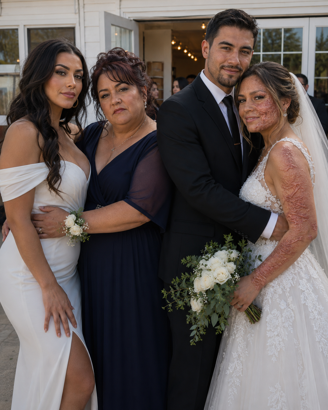 Mi suegra llevó a la exnovia de mi novio a nuestra boda, vestida de blanco, para burlarse de mis cicatrices. Mi novio convirtió su triunfo en una pesadilla.