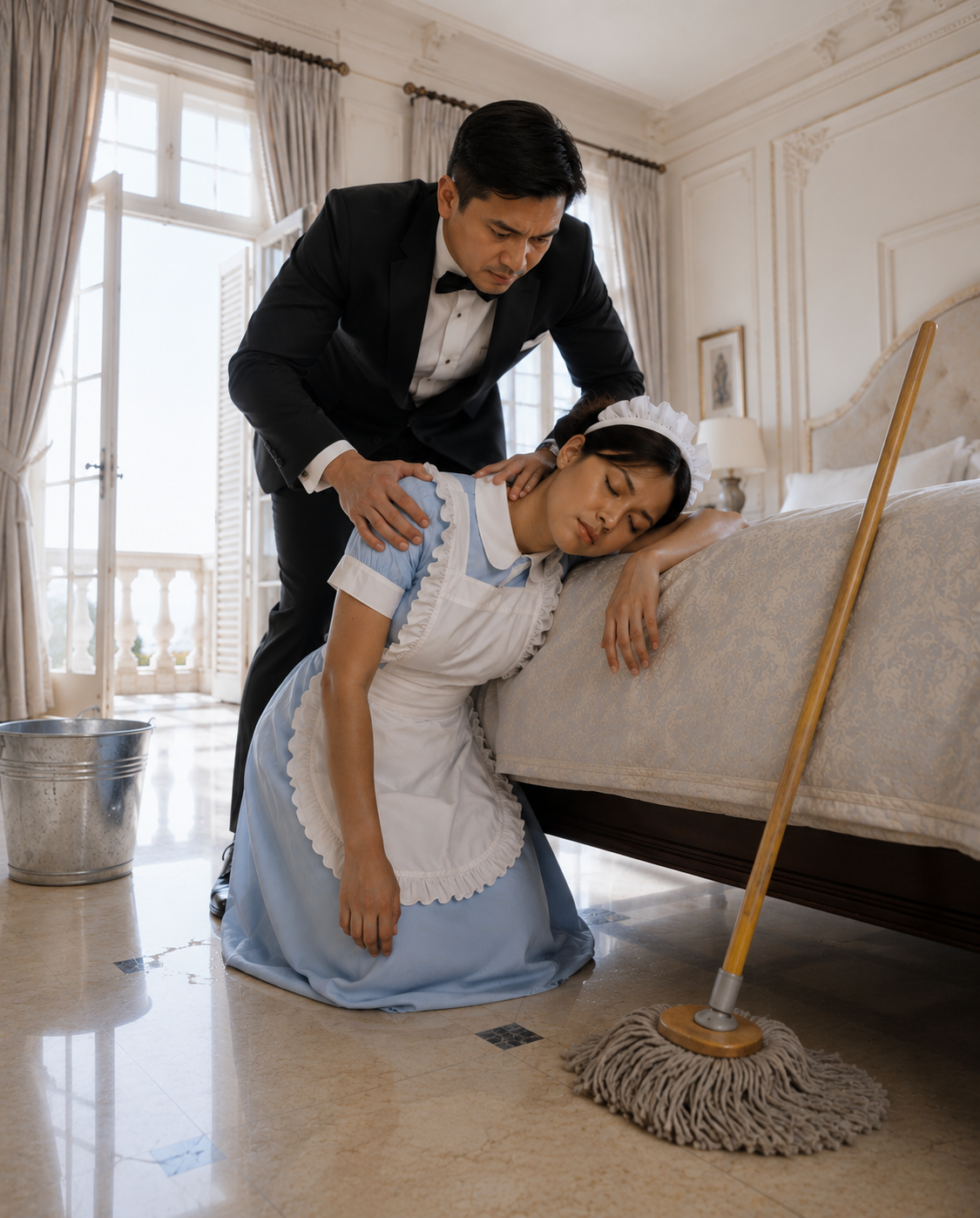 Pumasok siya sa kanyang kwarto—at nadatnan ang kanyang katulong na natutulog sa kanyang kama na may hawak pa ring mop. Nagising ang babae na umiiyak, nagmamakaawa na huwag siyang tanggalin sa trabaho... ngunit ang sumunod na ginawa nito ay ikinagulat maging niya.