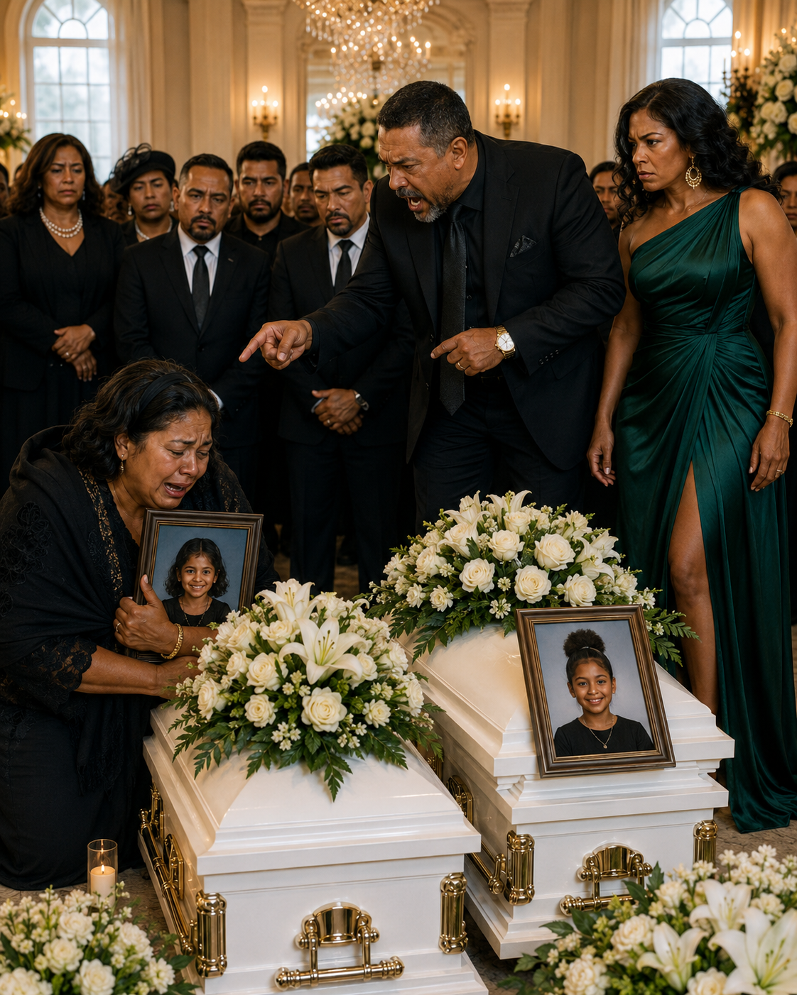 En el funeral de mis gemelos, mi esposo susurró que Dios se los había llevado por mi culpa. Justo entonces, entraron unos detectives a la capilla.