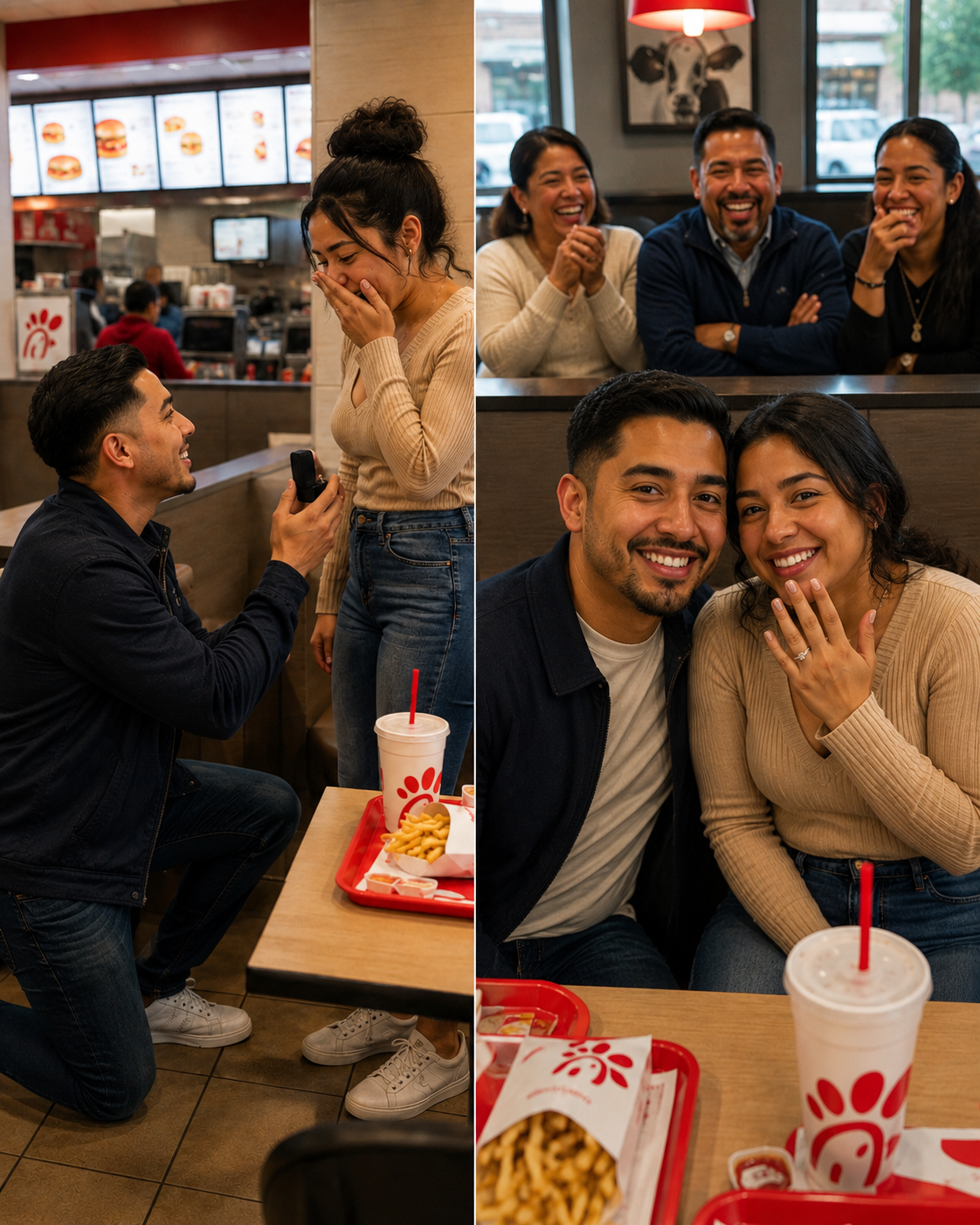 Mis padres se burlaron de mi prometido por proponerme matrimonio en un restaurante de comida rápida con un sencillo anillo de plata – En la cena familiar, él les entregó silenciosamente a mi mamá y a mi papá dos cajas de regalo idénticas.