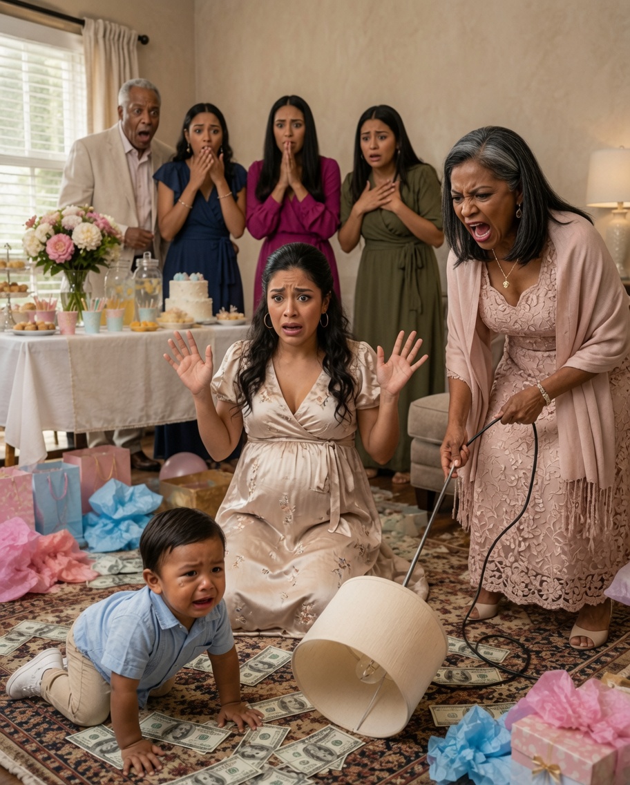 En mi baby shower, mi cuñada golpeó a mi hija de seis años en la cabeza con una lámpara porque la sorprendió robando dinero de los sobres de los regalos. Gritó: "¿Cómo te atreves a acusarme?". Mi hija retrocedió tambaleándose, golpeándose con fuerza contra la pared, y se desplomó, sangrando. Pero cuando susurró una palabra, supe algo aún más aterrador sobre mi familia…