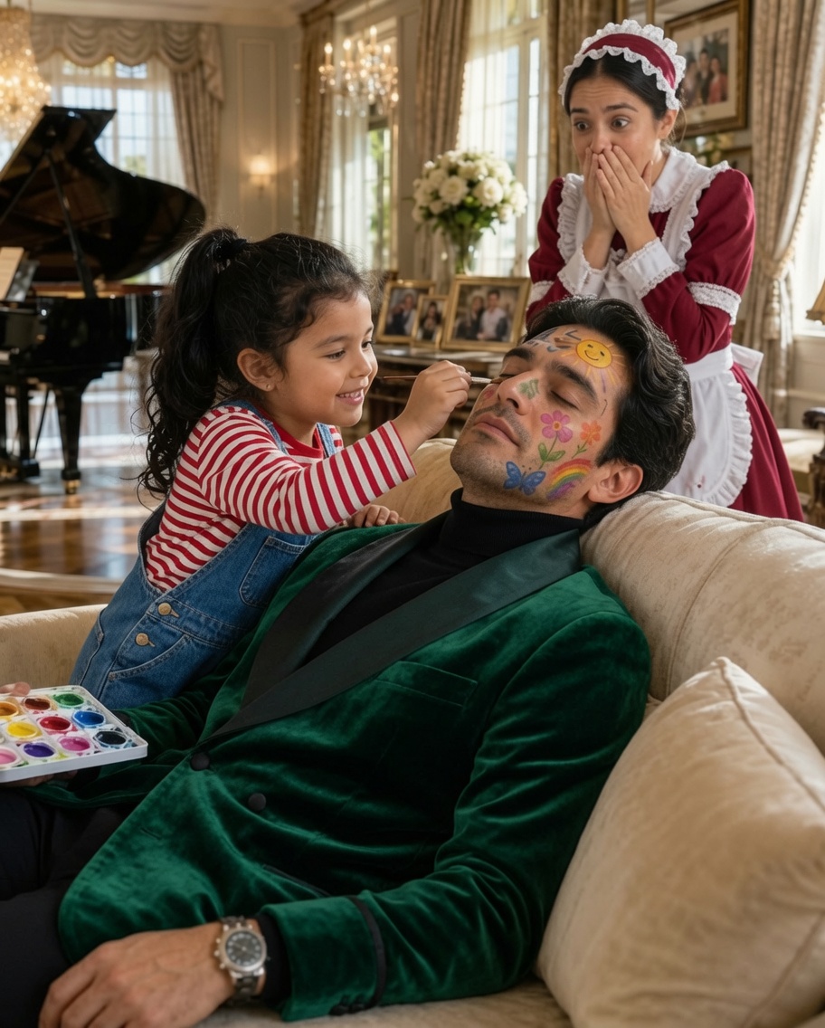 Historia completa: “El multimillonario fingió estar dormido para poner a prueba a la hijita de su criada, pero cuando abrí los ojos, mi cara estaba cubierta de pintura.