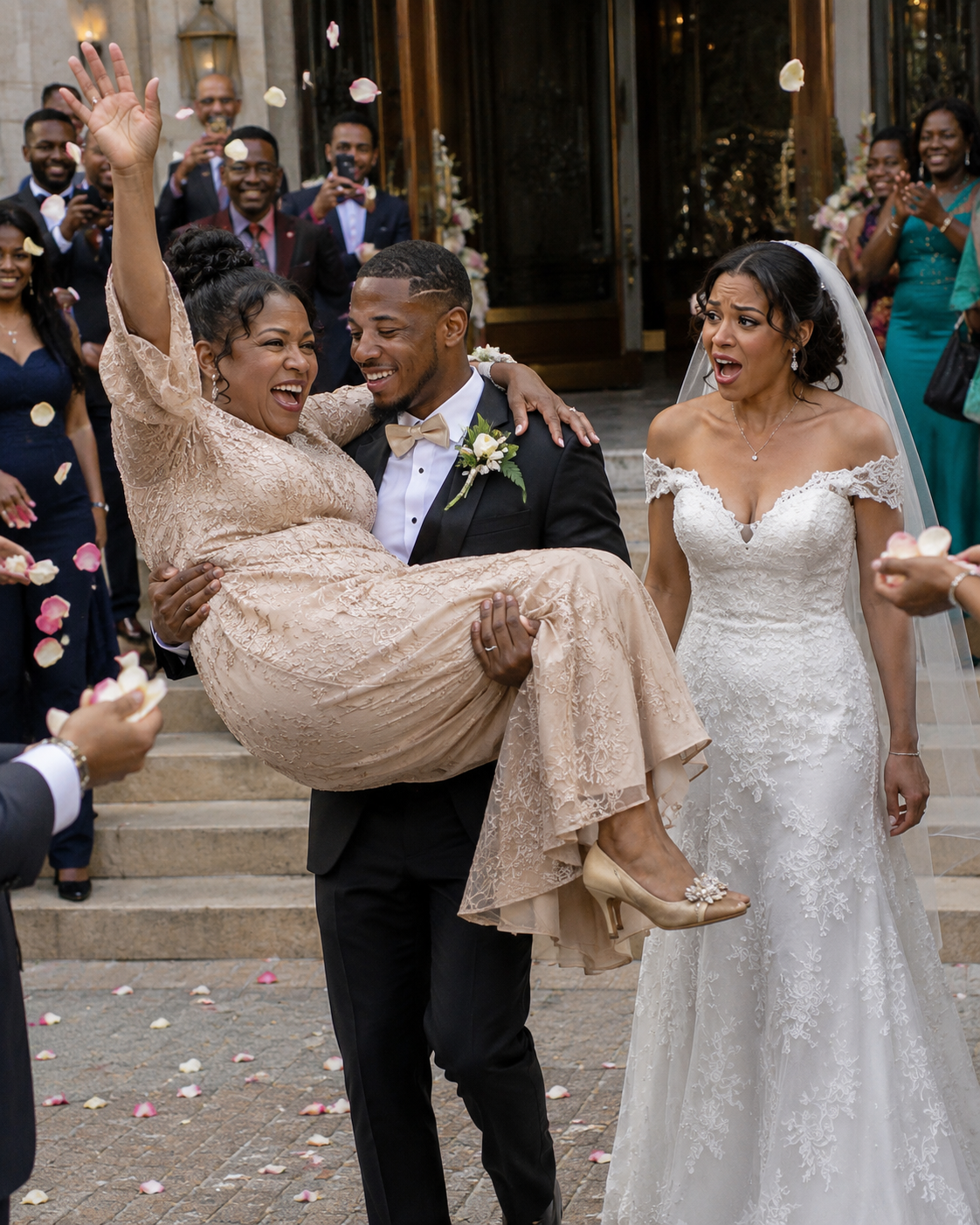 MY HUSBAND CARRIED HIS MOTHER OUT OF OUR WEDDING CEREMONY INSTEAD OF ME—THEN MY MOM ASKED HIM ONE QUESTION THAT ENDED THE CELEBRATION