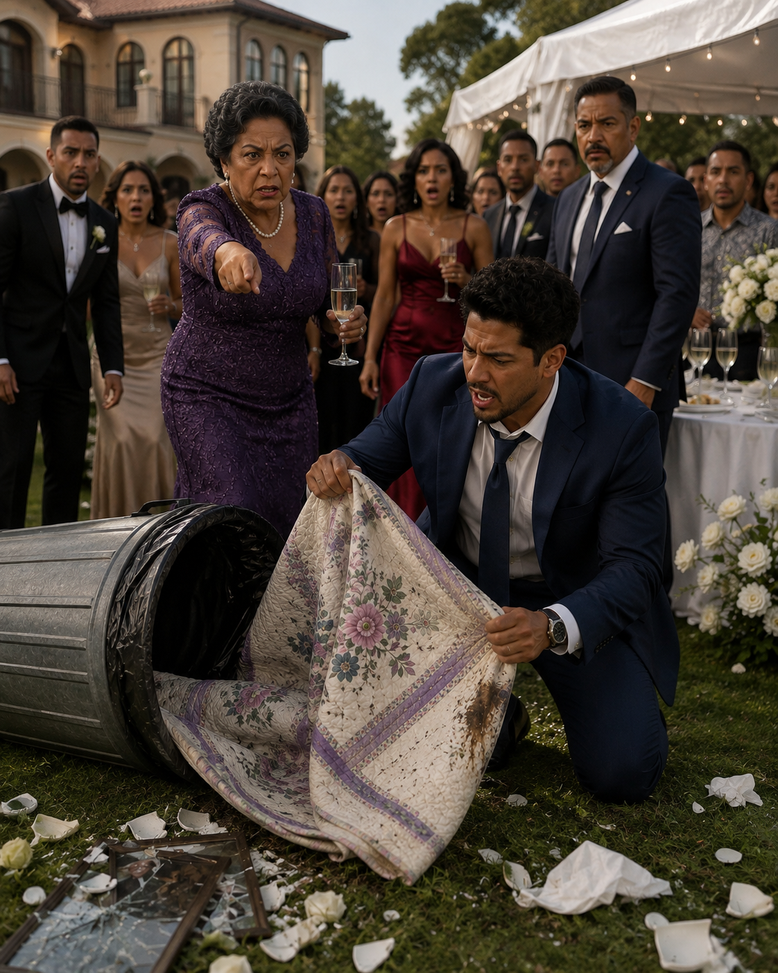 "Regresé de un viaje de negocios y encontré a mi madre organizando una fiesta para 300 invitados en mi casa, mientras los padres de mi esposa comían las sobras junto a los cubos de basura y el regalo hecho a mano para mi recién nacida yacía en la basura."