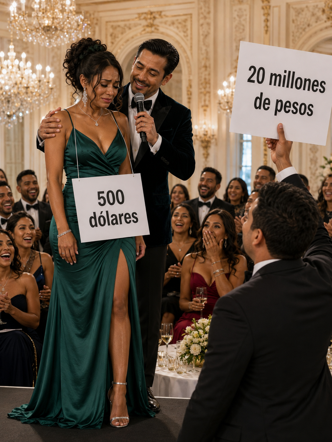 Mi marido me subastó delante de 300 invitados y gritó: "¿Quién ofrece 20 dólares por esta esposa inútil?". Después de 27 años de matrimonio, no lloré ni discutí; simplemente lo miré en silencio. Entonces un desconocido levantó la mano y ofreció 2 millones… porque llevaba años buscando a una mujer como yo.