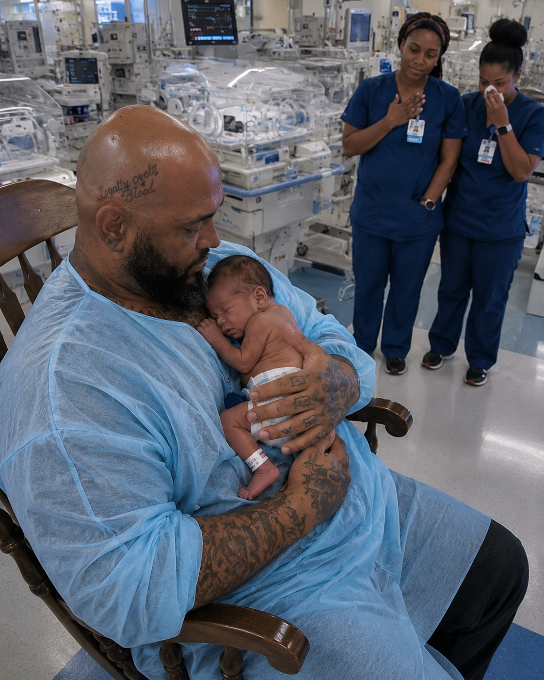 THE BIKER WHO FRIGHTENED EVERYONE IN THE NICU SAT BESIDE THE BABY NO ONE CLAIMED—THEN I SAW THE PROMISE INKED BENEATH HIS WATCH