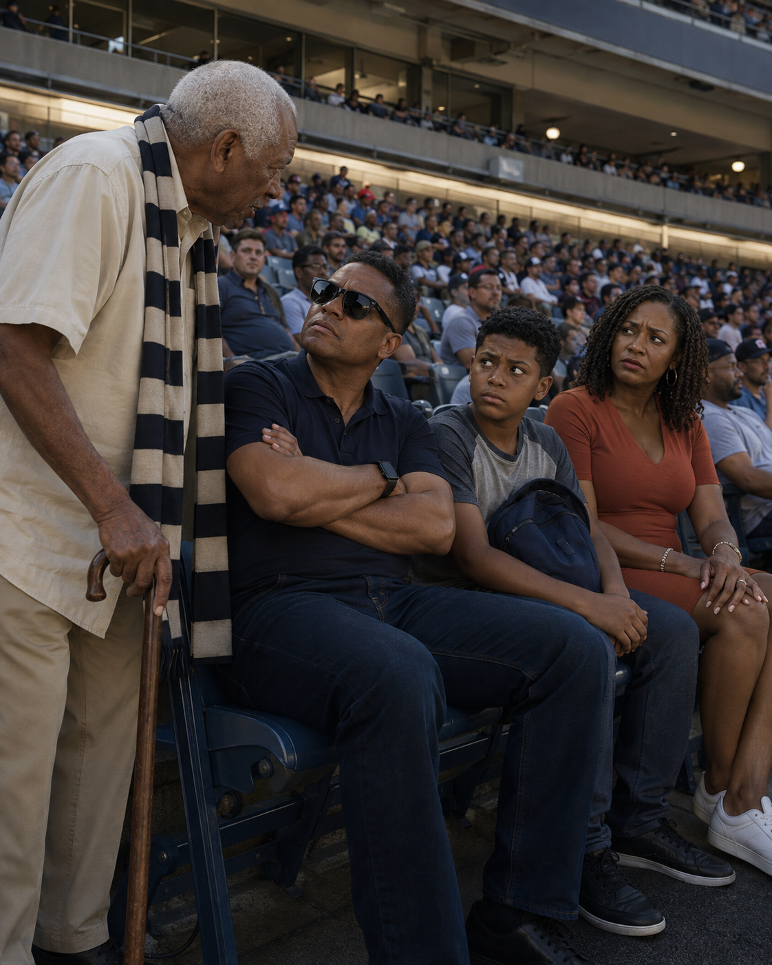 An Arrogant Man Stole My 92-Year-Old Grandfather’s Seats at the Biggest Football Match of His Life, Saying, "He Won’t Remember It Tomorrow Anyway." Five Minutes Later, His Own Son Taught Him a Lesson the Entire Stadium Section Would Never Forget.