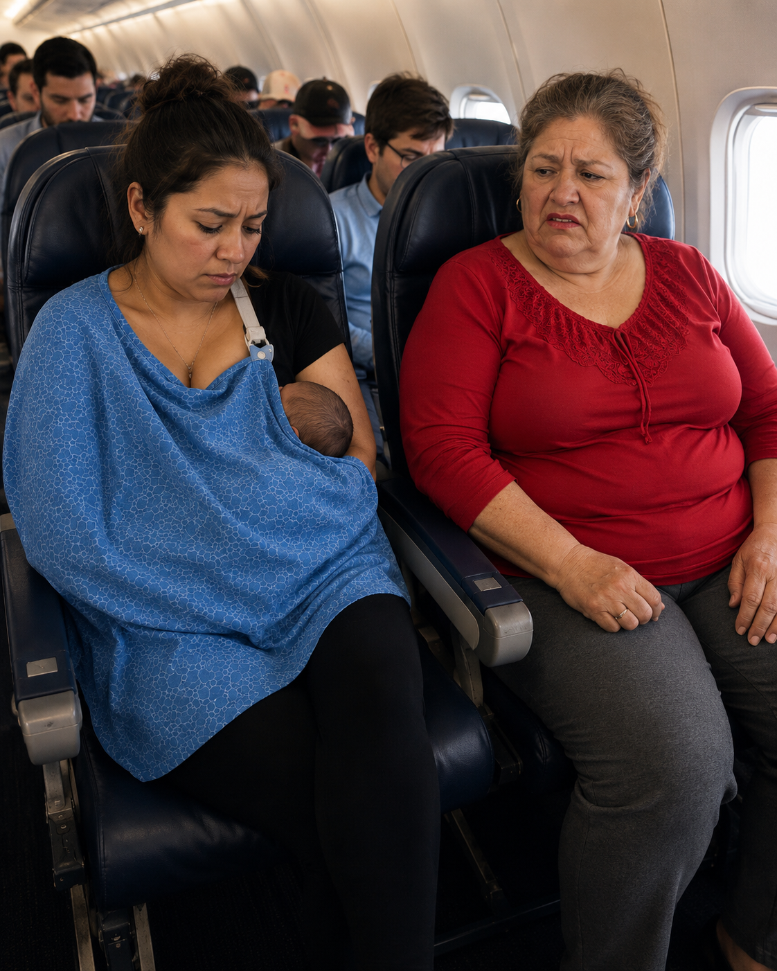 Estaba amamantando a mi bebé de cinco meses cuando la mujer sentada a mi lado en el avión me dijo: «Enciérrate en el baño»; entonces, mi hija mayor la puso en su sitio.