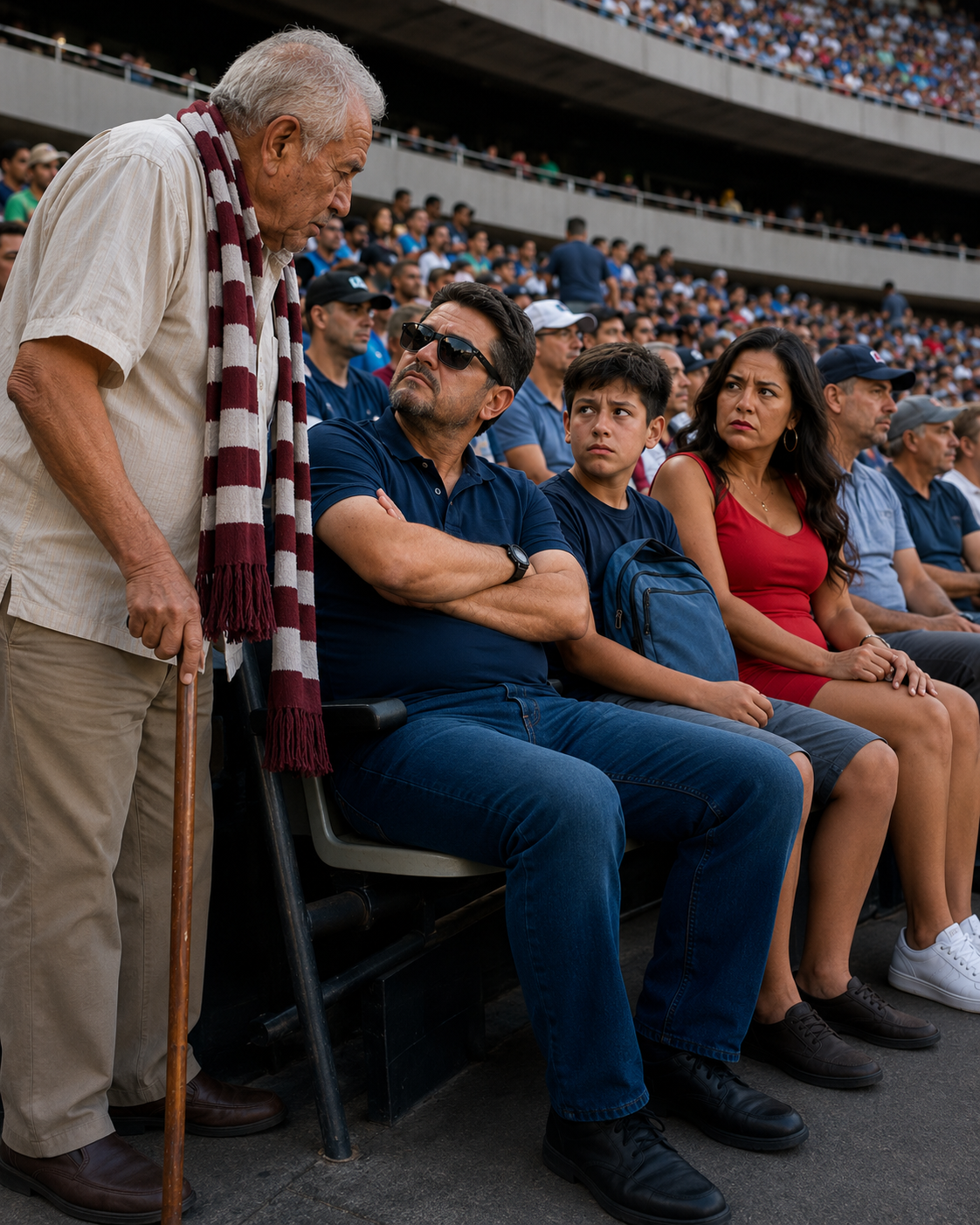 Un hombre arrogante le quitó los asientos a mi abuelo de 92 años en un partido de fútbol porque «de todos modos no se acordaría»; cinco minutos después, el karma le dio un duro golpe.