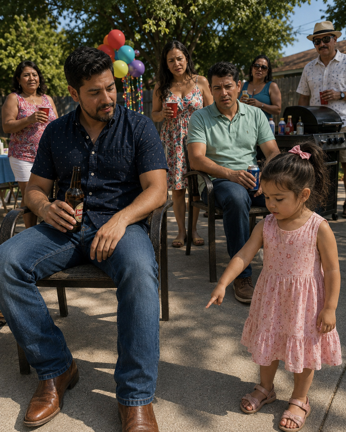 En el cumpleaños de mi esposo, mi hija de tres años señaló el zapato del mejor amigo de mi esposo y dijo: "¡Papá llora ahí!". Sonreí hasta que comprendí lo que quería decir.