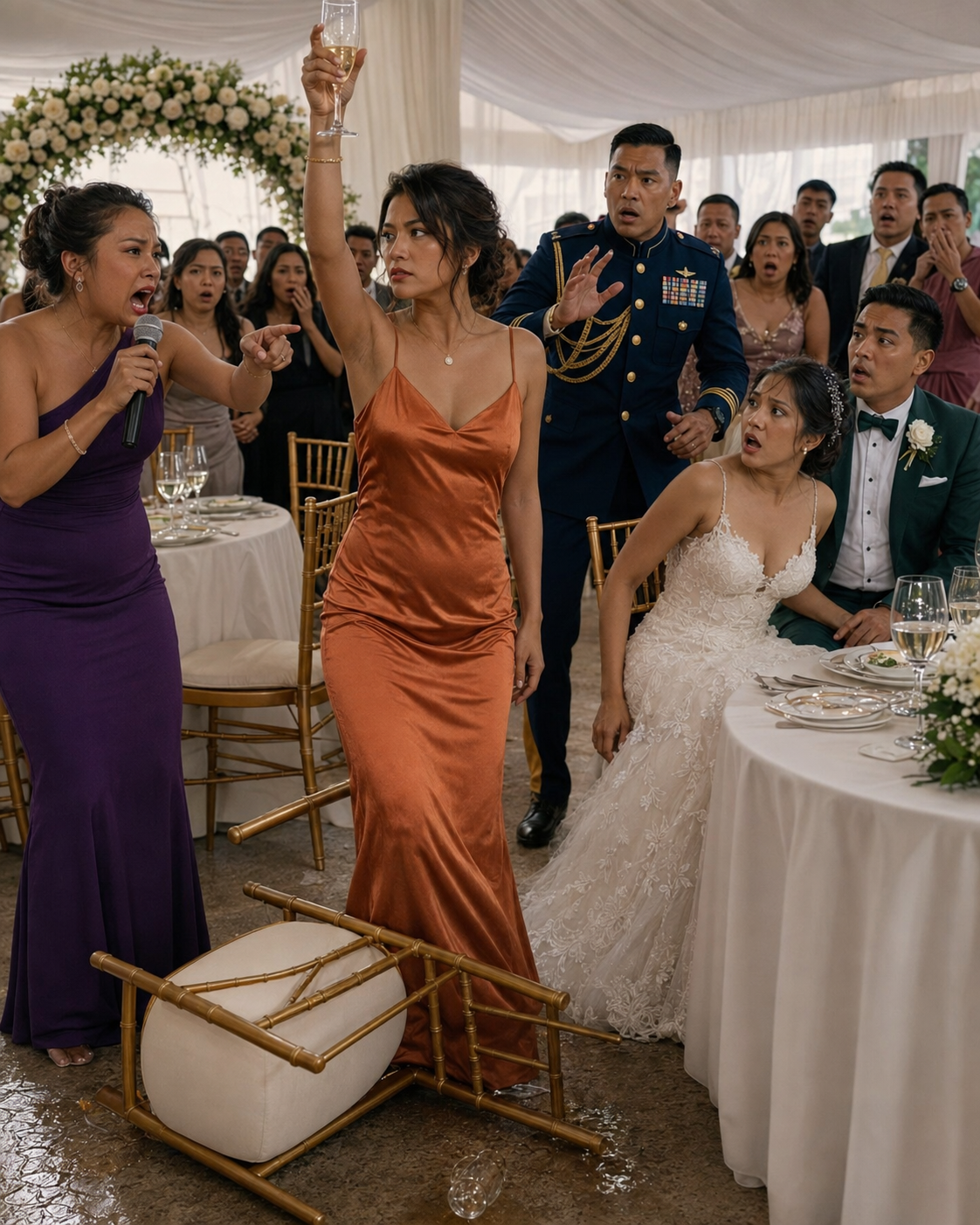 Sa kasal ng aking kapatid na babae, naisip ng aking ina na nakakatawa kung ipapakilala niya ako sa dalawang daang bisita sa pagsasabing, “Ito ang aking anak na babae—walang degree, walang kinabukasan, nabubuhay lamang sa pamilya.” Tumawa ang buong silid. Hindi ako natigilan. Ngumiti lang ako, itinaas ang aking baso, at sinabing, “Cheers. Ito na ang huling pagkakataon na makikita ninyo ako.” Pagkatapos ay pumasok ang abogado ng JAG—at biglang, wala nang tumatawa.