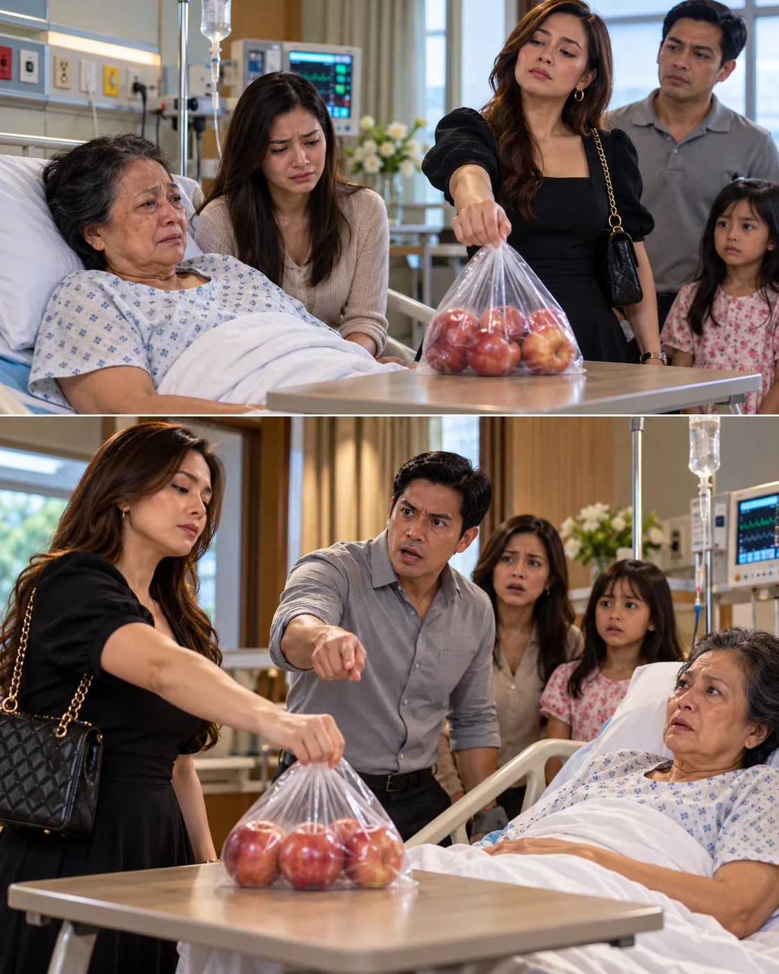 APAT NA BUWAN AGO, SINABI NG HUSBAND KO NA “HINDI MAHALAGA ANG PRESYO NG REGALO KAPAG DUMADALAW SA MAY SAKIT.” KAYA NANG MAOSPITAL ANG SARILI NIYANG NANAY, EXACTLY THREE APPLES LANG ANG DINALA KO—AT BIGLANG TUMAHIMIK ANG BUONG FAMILY NIYA.