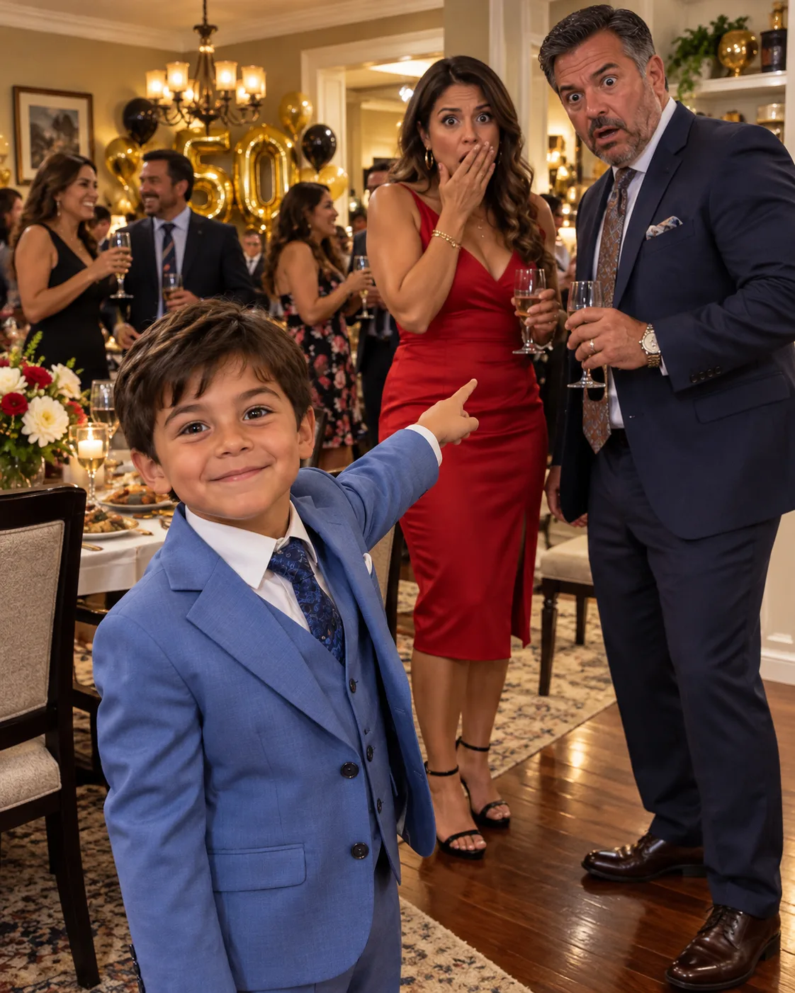 EN LA FIESTA DE CUMPLEAÑOS DE MI ESPOSA, MI HIJO SEÑALÓ A SU JEFE Y DIJO: «PAPÁ, ESE ES EL HOMBRE DE LAS ORUGAS» — TODO EL SALÓN QUEDÓ EN SILENCIO CUANDO EXPLICÓ QUÉ QUERÍA DECIR