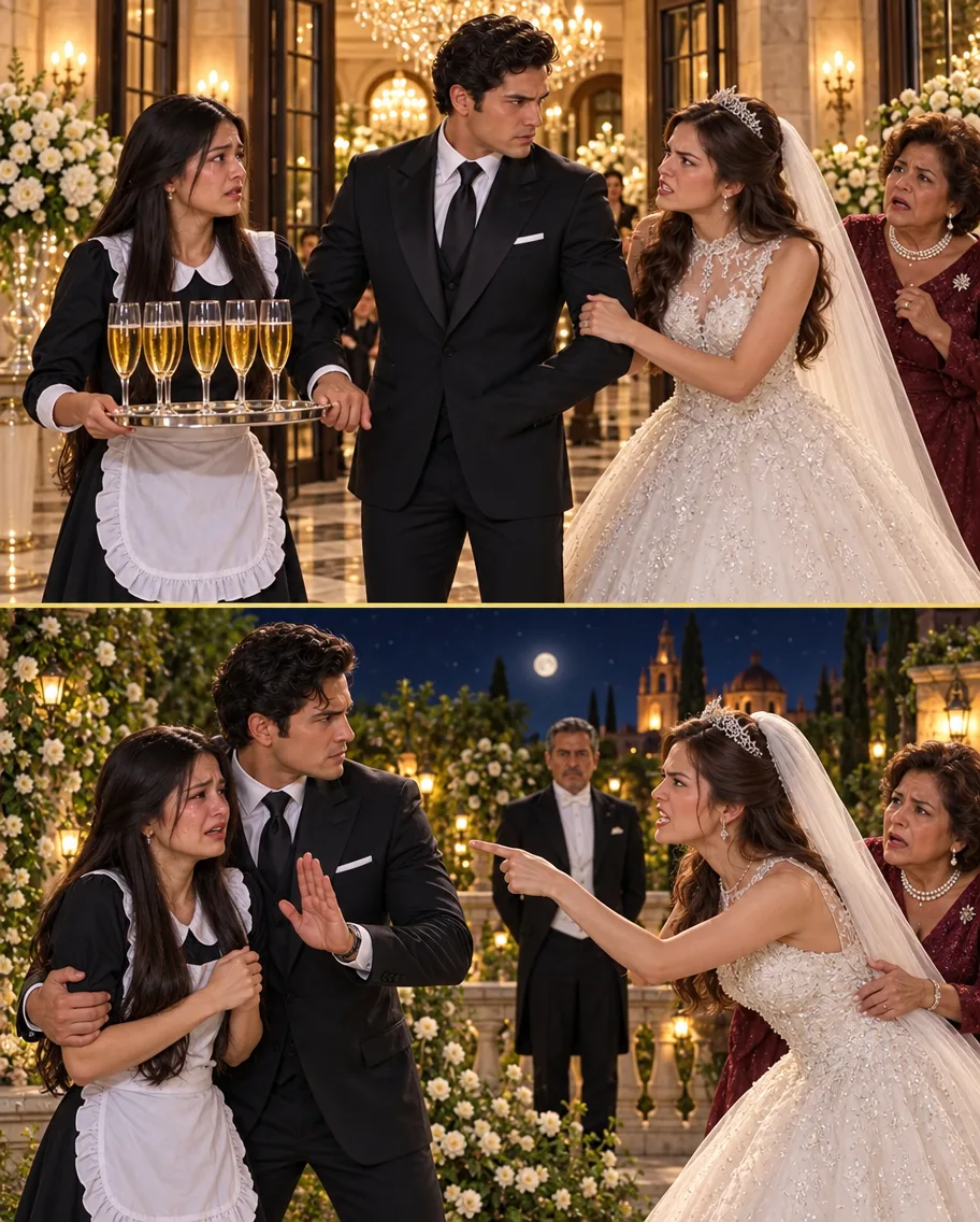 ME OBLIGARON A TRABAJAR COMO SIRVIENTA EN UNA MANSIÓN ANTES DE UNA BODA MILLONARIA, PERO CASI SOLTÉ LA BANDEJA CUANDO VI AL NOVIO: ERA EL HOMBRE CON QUIEN HABÍA PASADO UNA NOCHE UN MES ATRÁS